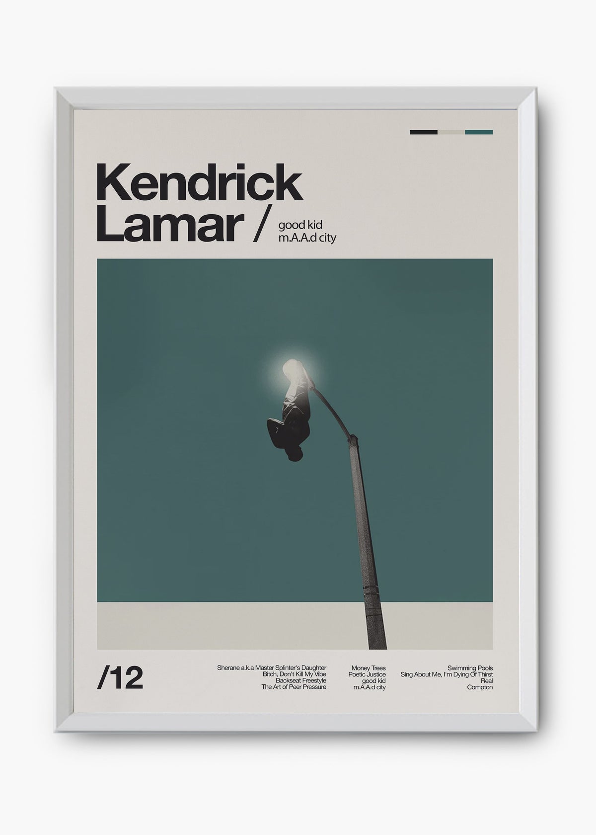 Quadro decorativo Kendrick Lamar Good Kid MAAD City — arte de rap para parede | Cübe Quadros