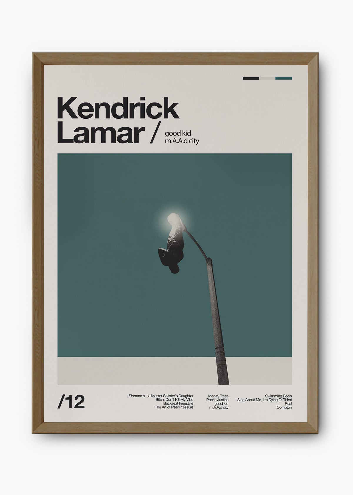 Quadro decorativo Kendrick Lamar Good Kid MAAD City — arte de rap para parede | Cübe Quadros