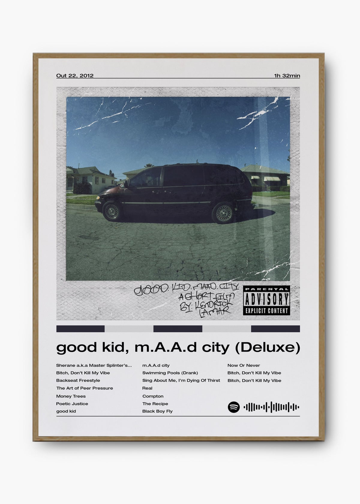 Quadro decorativo Kendrick Lamar Good Kid MAAD City Deluxe — arte de rap para parede | Cübe Quadros