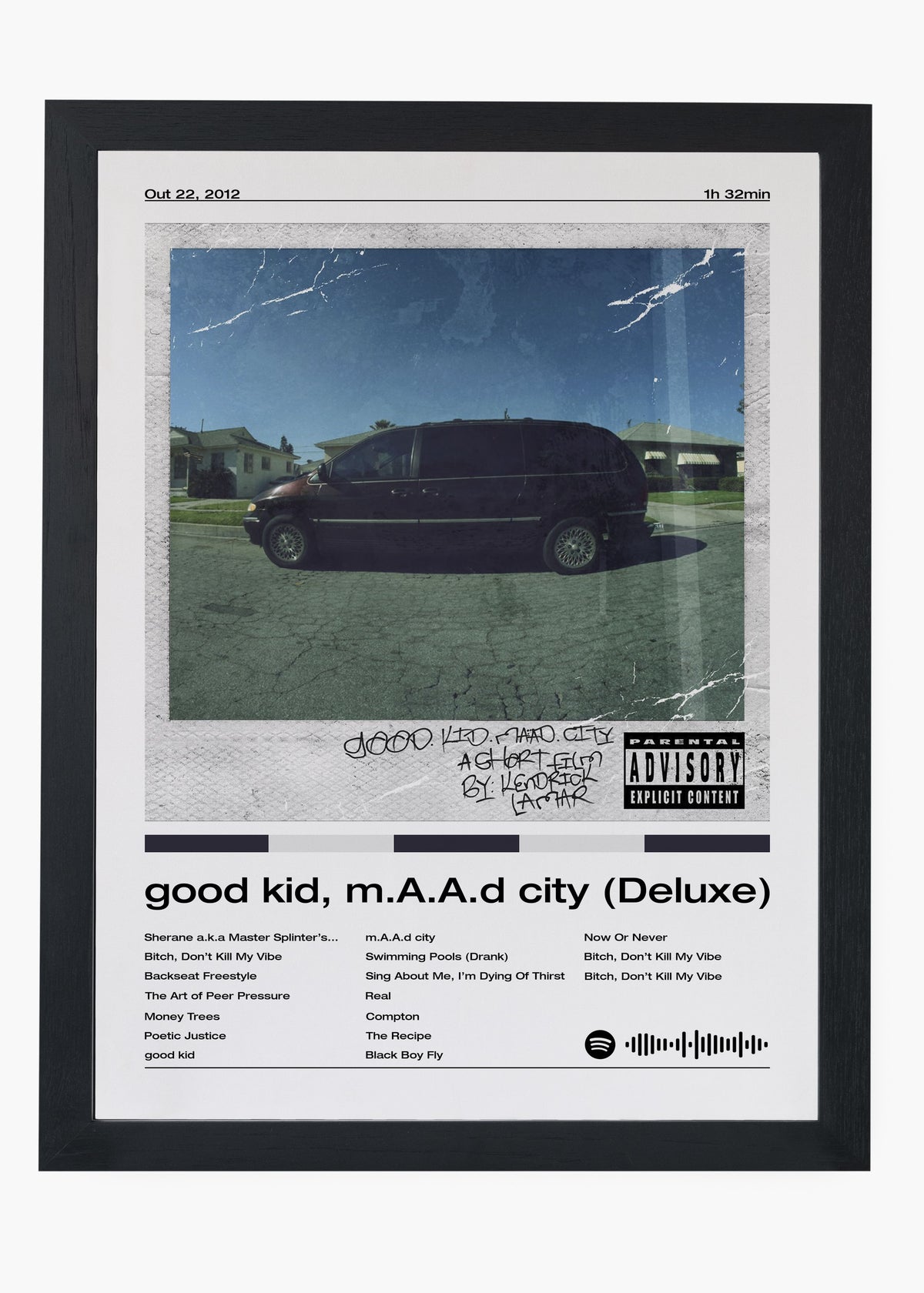 Quadro decorativo Kendrick Lamar Good Kid MAAD City Deluxe — arte de rap para parede | Cübe Quadros