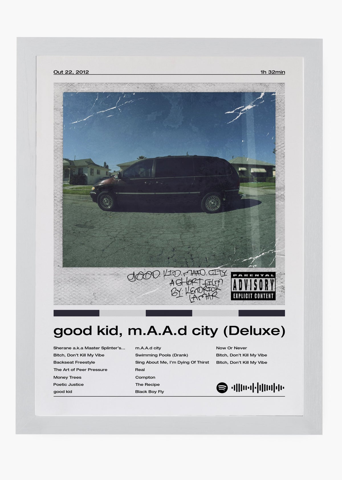 Quadro decorativo Kendrick Lamar Good Kid MAAD City Deluxe — arte de rap para parede | Cübe Quadros
