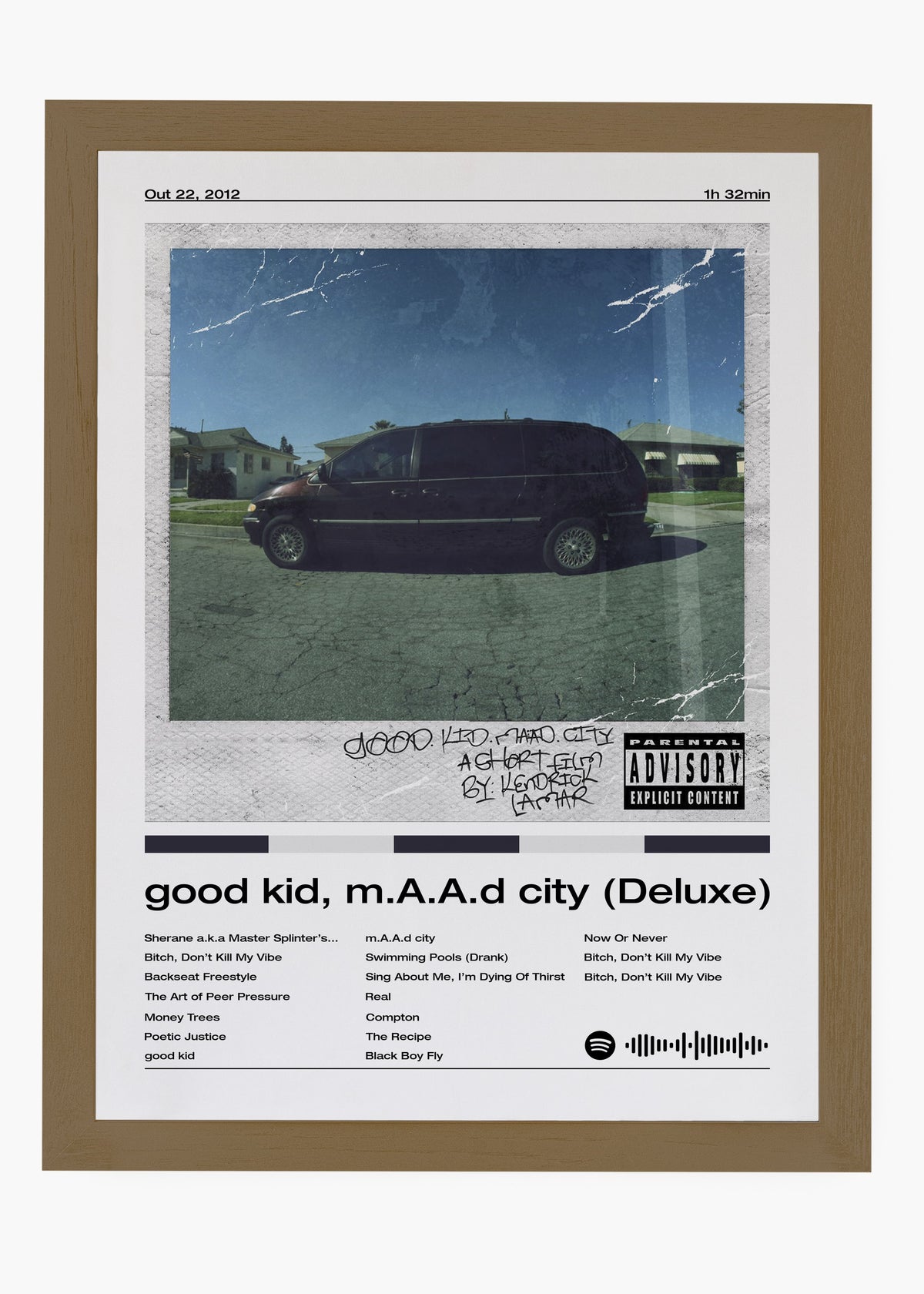 Quadro decorativo Kendrick Lamar Good Kid MAAD City Deluxe — arte de rap para parede | Cübe Quadros