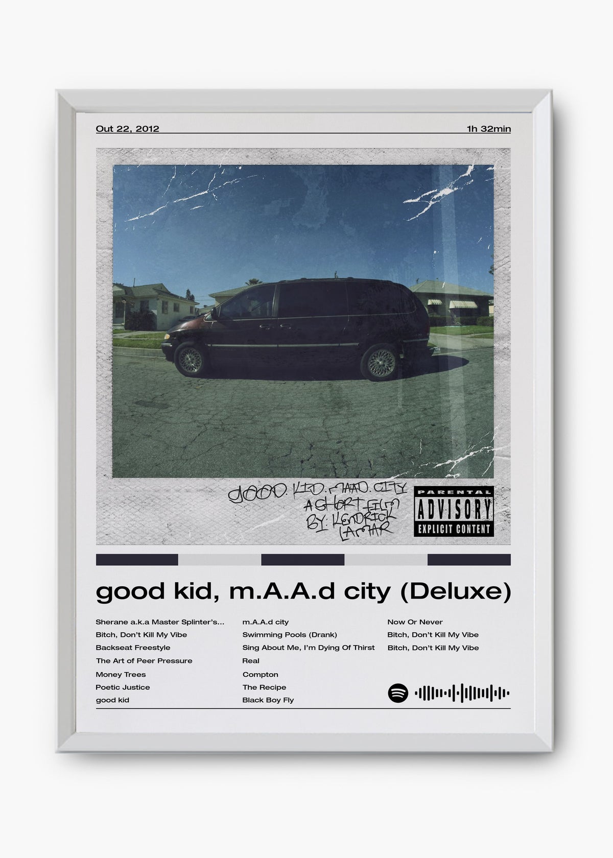 Quadro decorativo Kendrick Lamar Good Kid MAAD City Deluxe — arte de rap para parede | Cübe Quadros