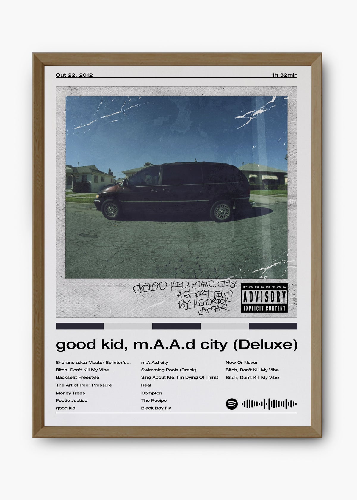 Quadro decorativo Kendrick Lamar Good Kid MAAD City Deluxe — arte de rap para parede | Cübe Quadros