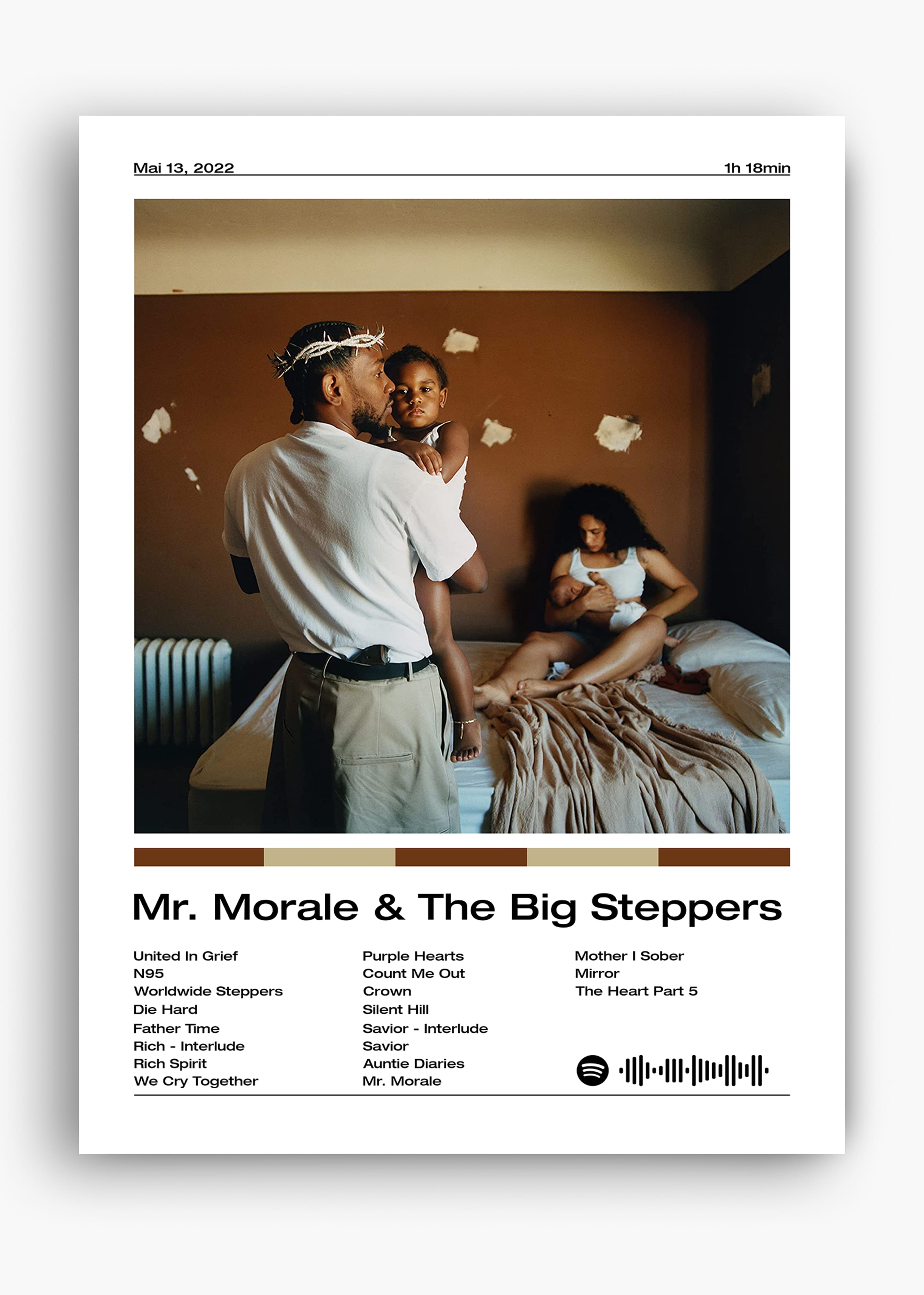 Quadro decorativo Kendrick Lamar Mr. Morale The Big Steppers — arte de rap para parede | Cübe Quadros