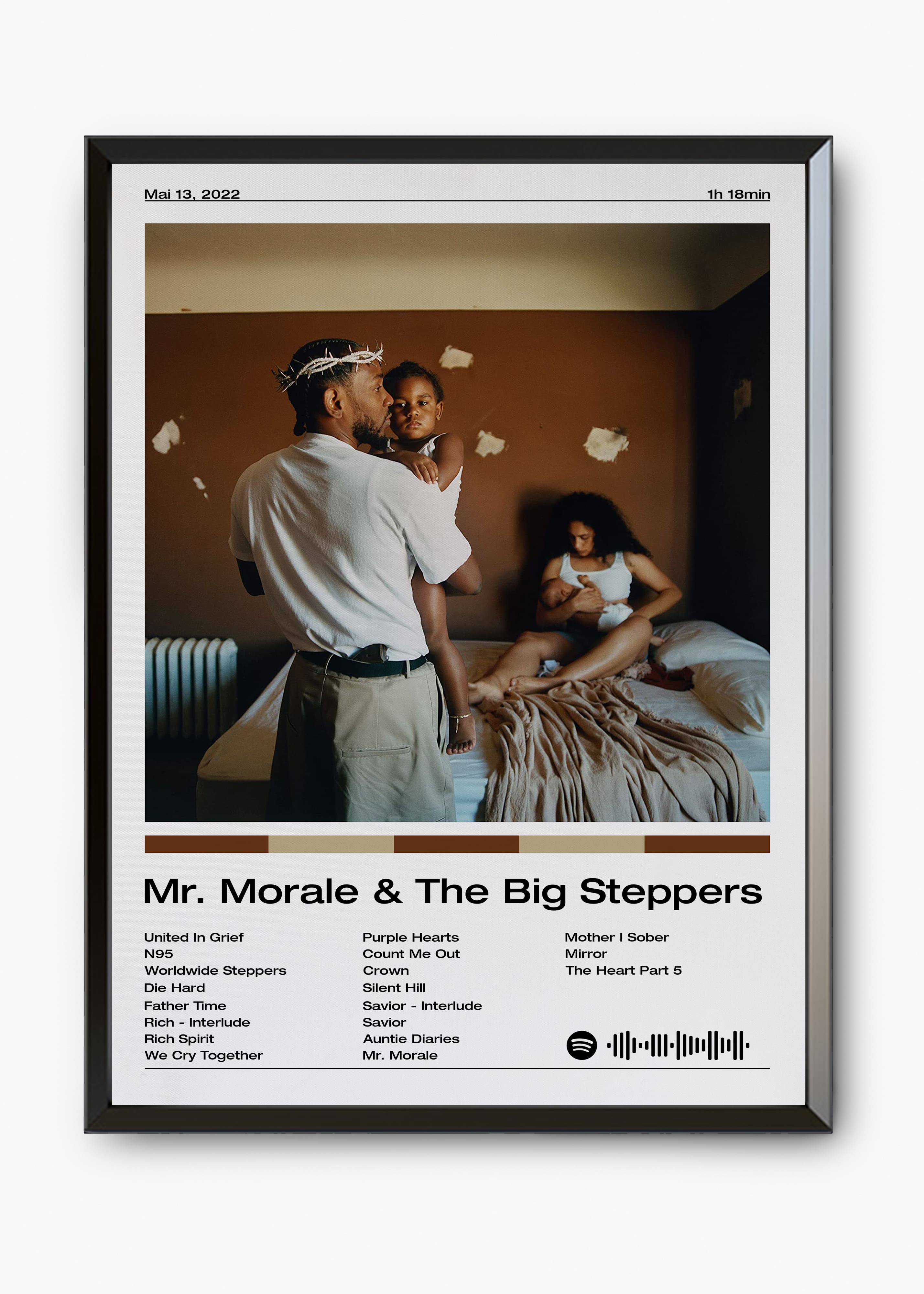 Quadro decorativo Kendrick Lamar Mr. Morale The Big Steppers — arte de rap para parede | Cübe Quadros