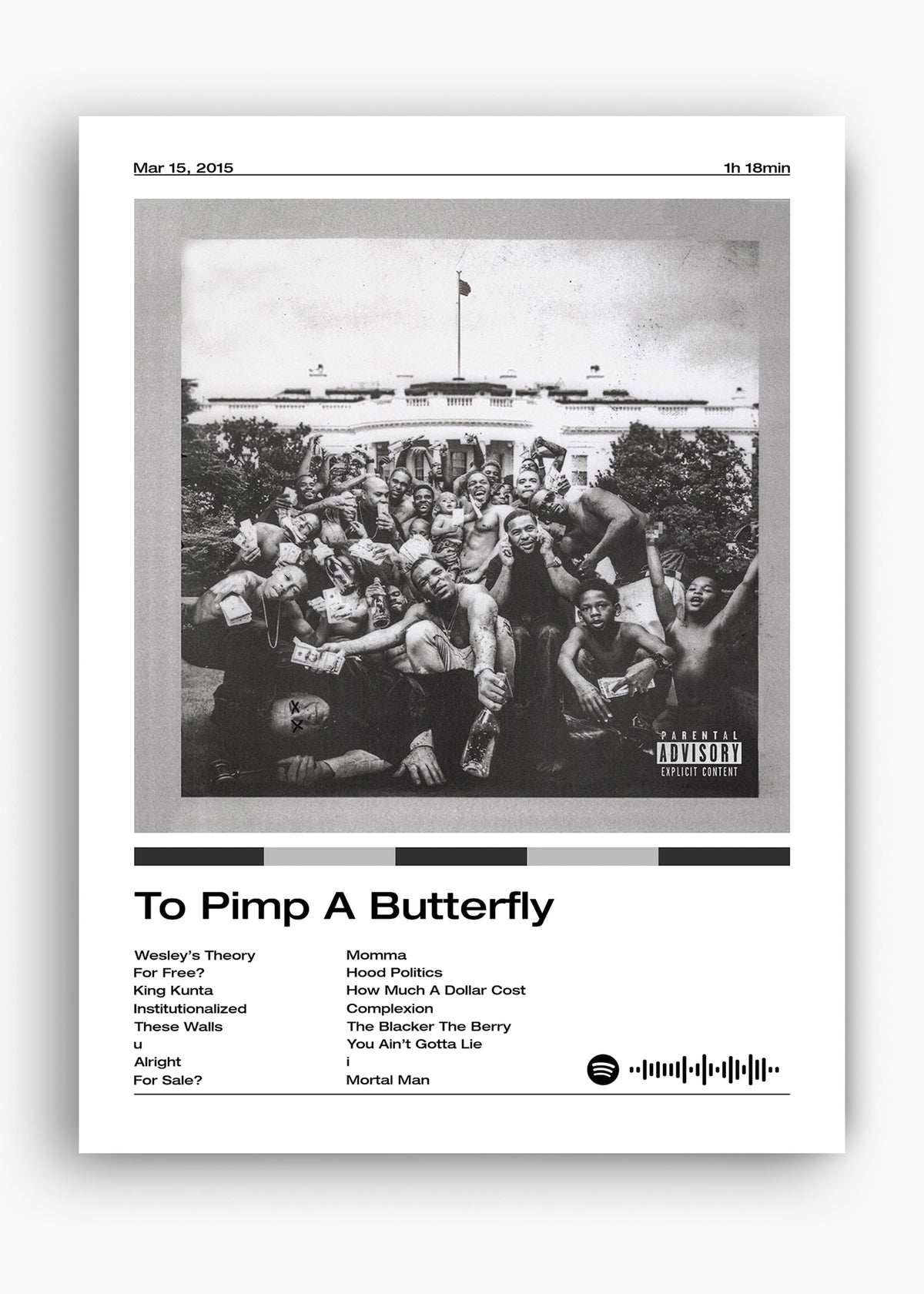 Quadro decorativo Kendrick Lamar To Pimp a Butterfly — arte de rap para parede | Cübe Quadros
