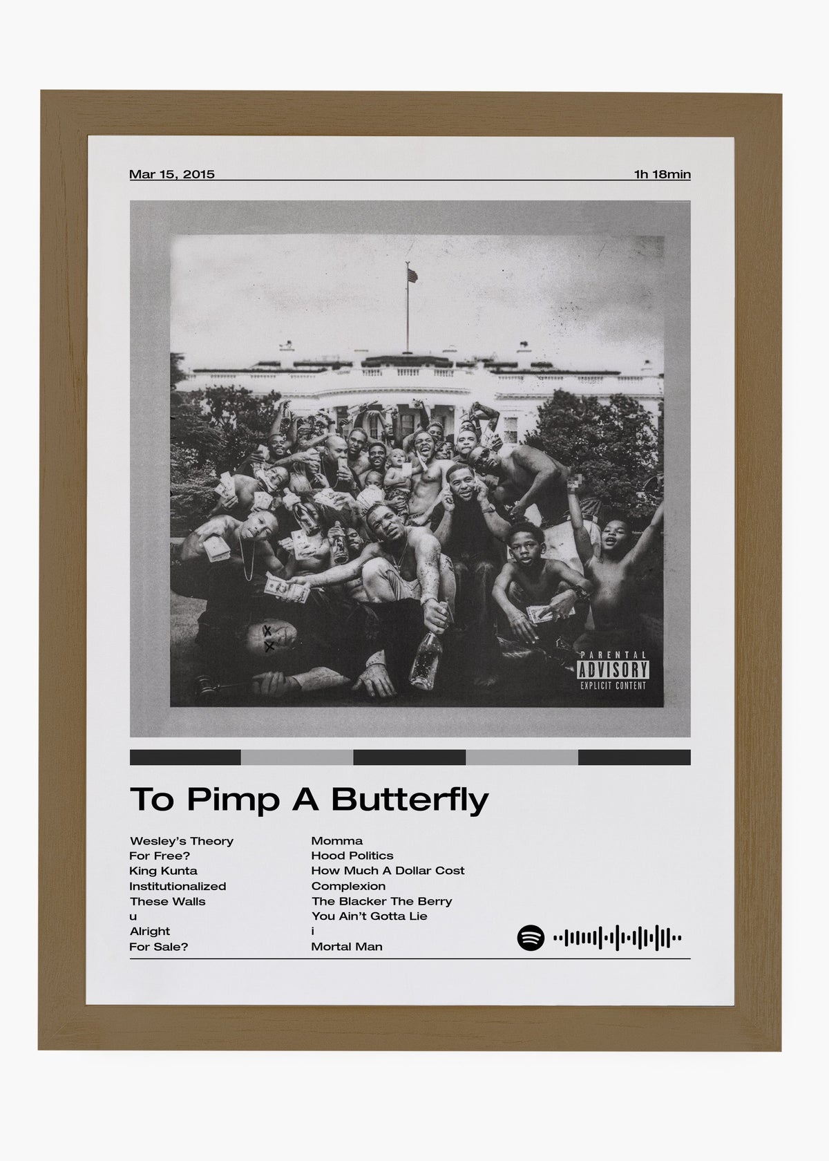 Quadro decorativo Kendrick Lamar To Pimp a Butterfly — arte de rap para parede | Cübe Quadros