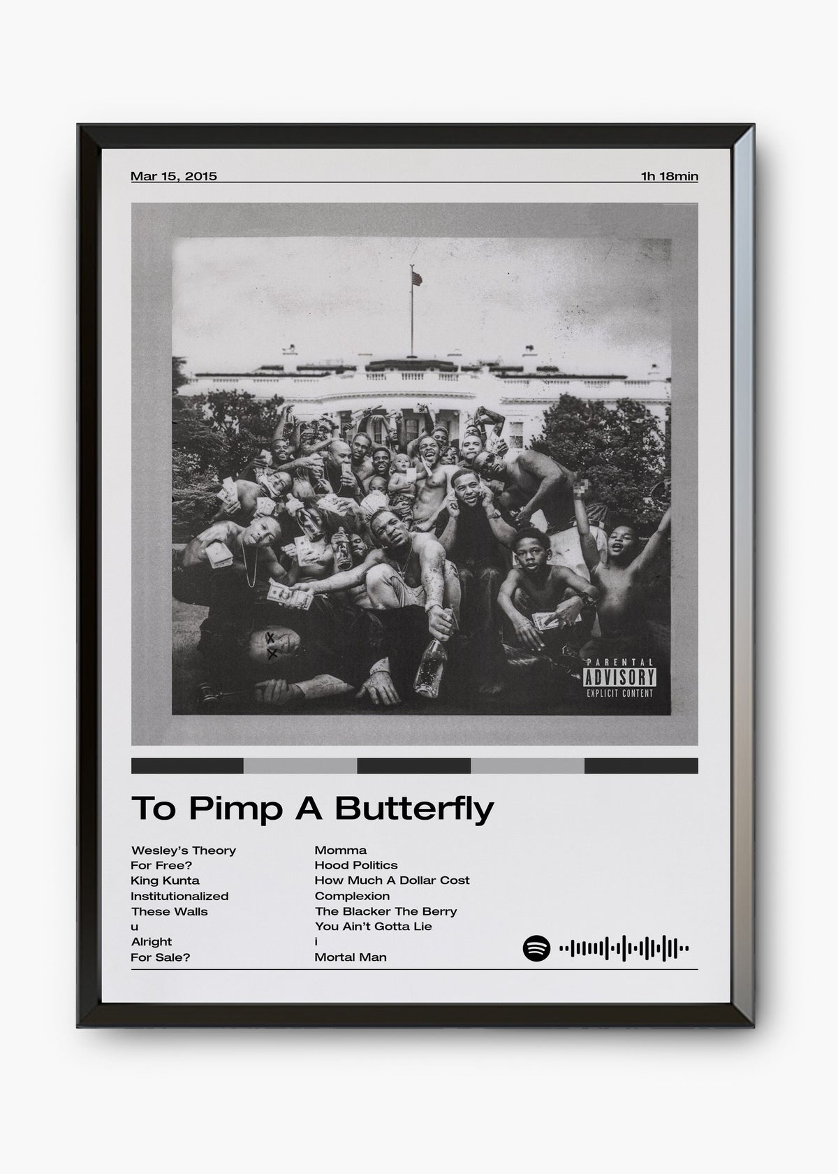 Quadro decorativo Kendrick Lamar To Pimp a Butterfly — arte de rap para parede | Cübe Quadros