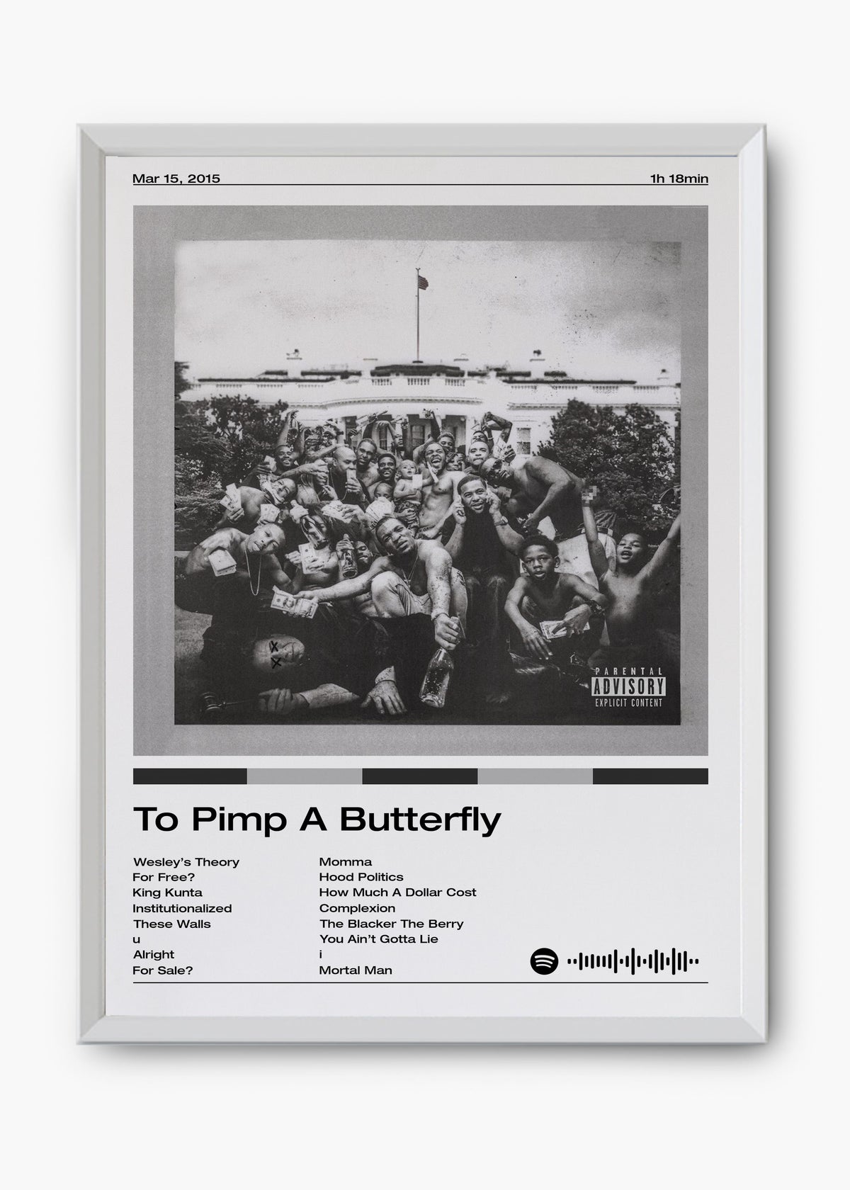 Quadro decorativo Kendrick Lamar To Pimp a Butterfly — arte de rap para parede | Cübe Quadros