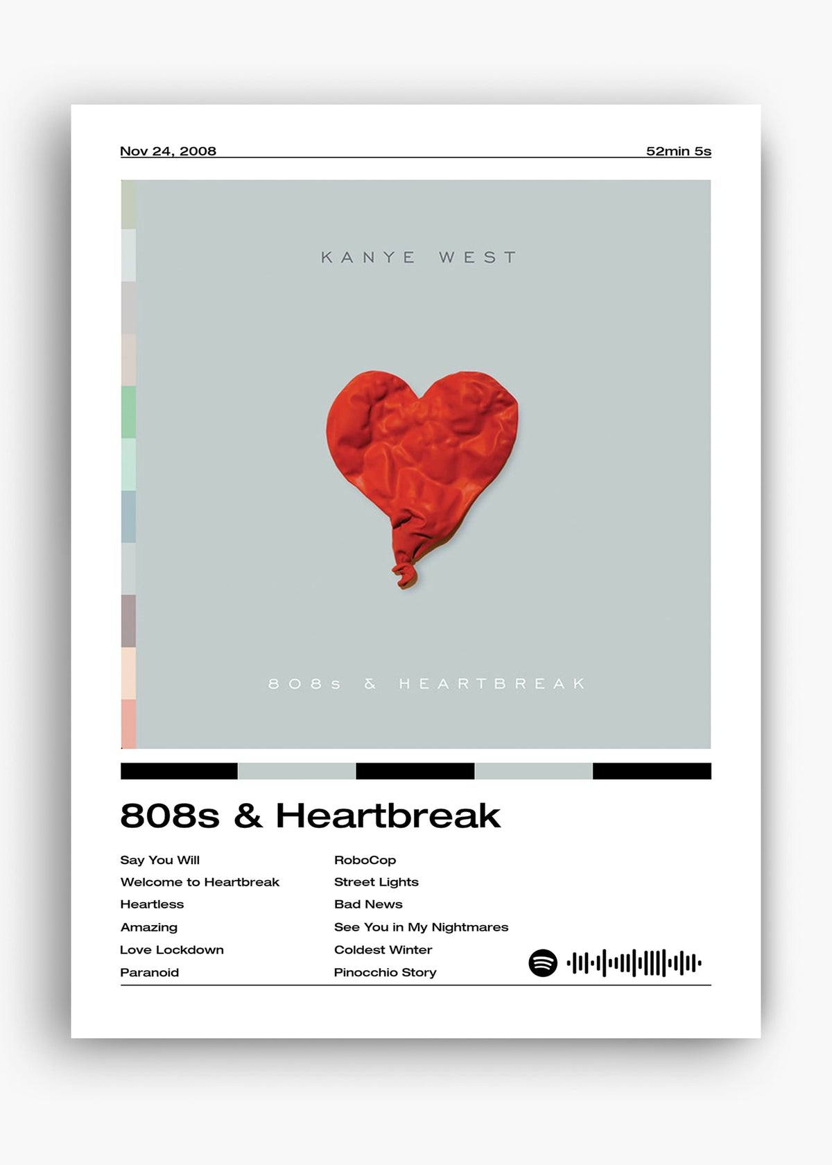 Quadro decorativo Kanye West 808s Heartbreak — arte de rap para parede | Cübe Quadros