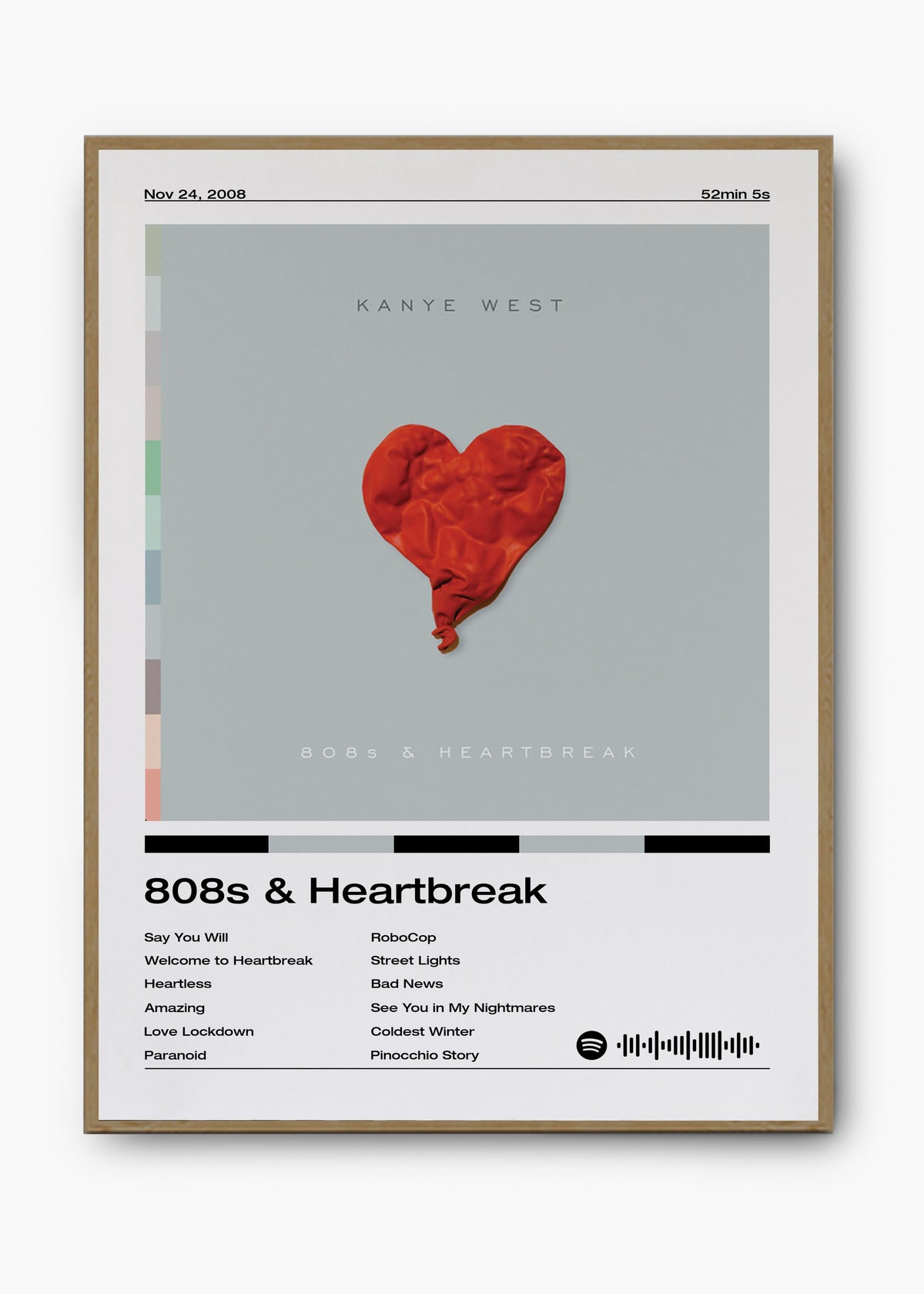 Quadro decorativo Kanye West 808s Heartbreak — arte de rap para parede | Cübe Quadros