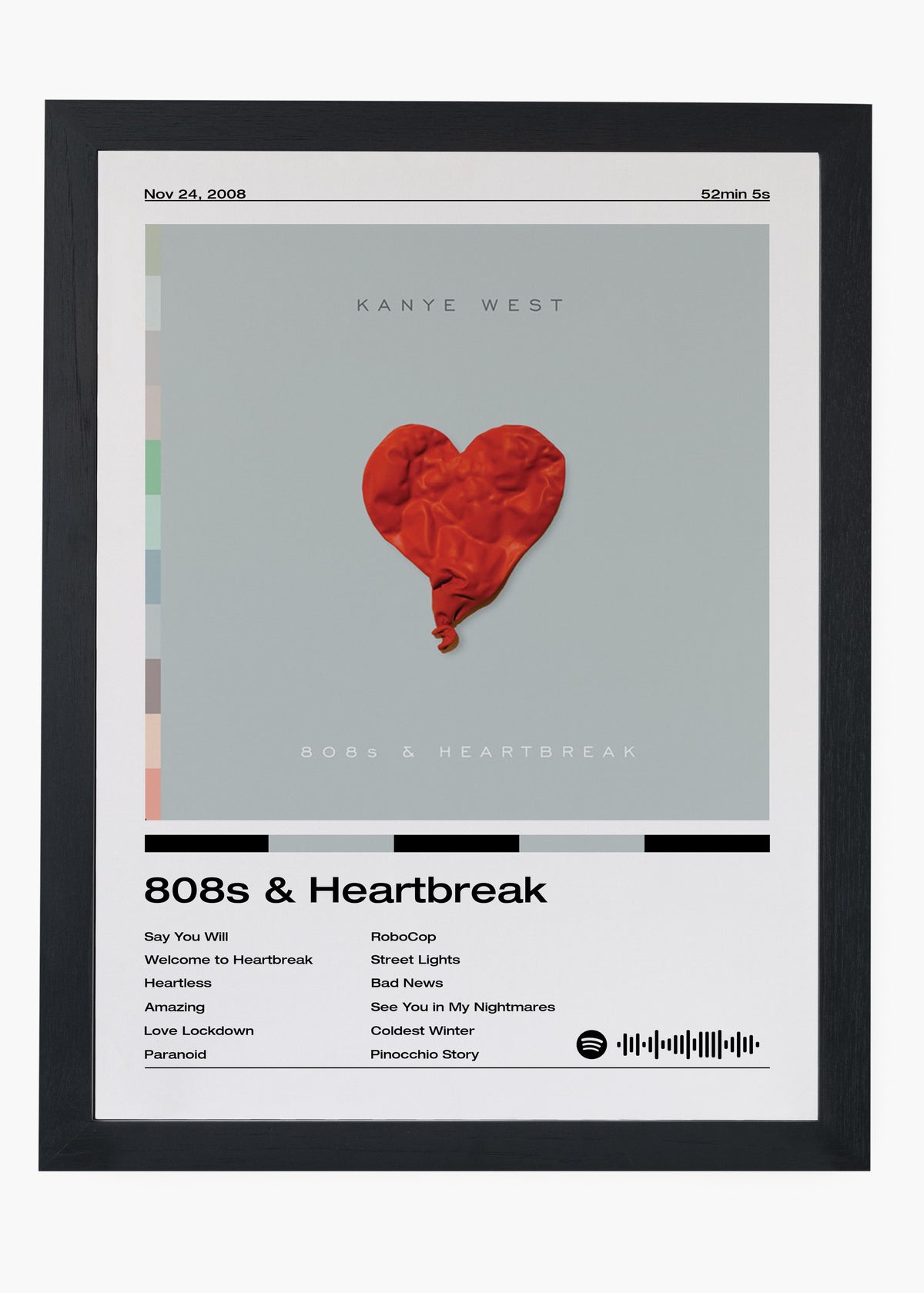 Quadro decorativo Kanye West 808s Heartbreak — arte de rap para parede | Cübe Quadros