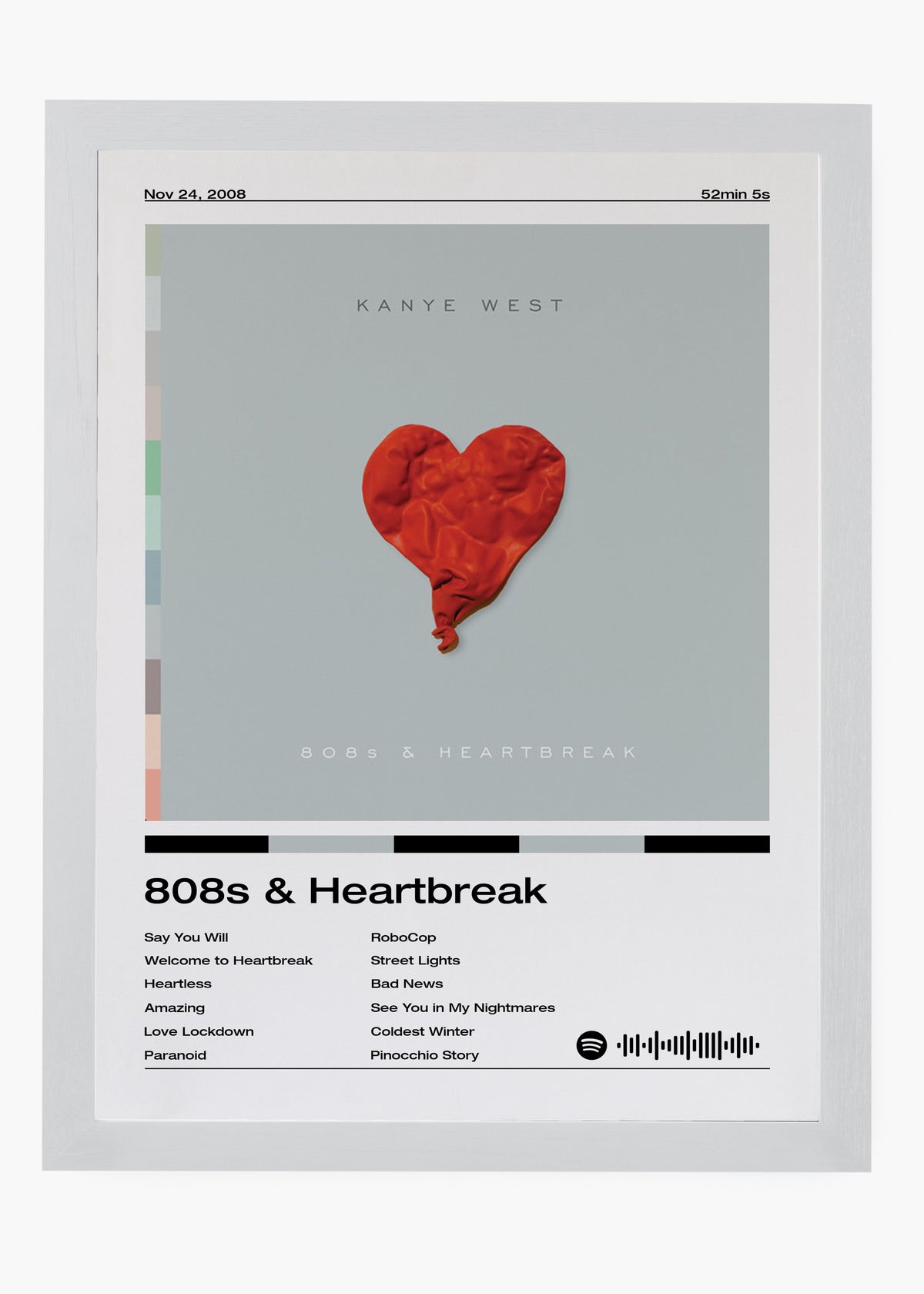Quadro decorativo Kanye West 808s Heartbreak — arte de rap para parede | Cübe Quadros