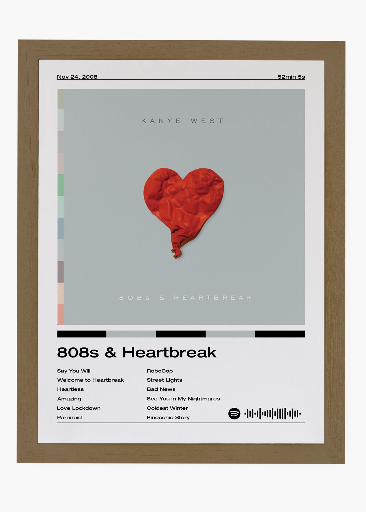 Quadro decorativo Kanye West 808s Heartbreak — arte de rap para parede | Cübe Quadros