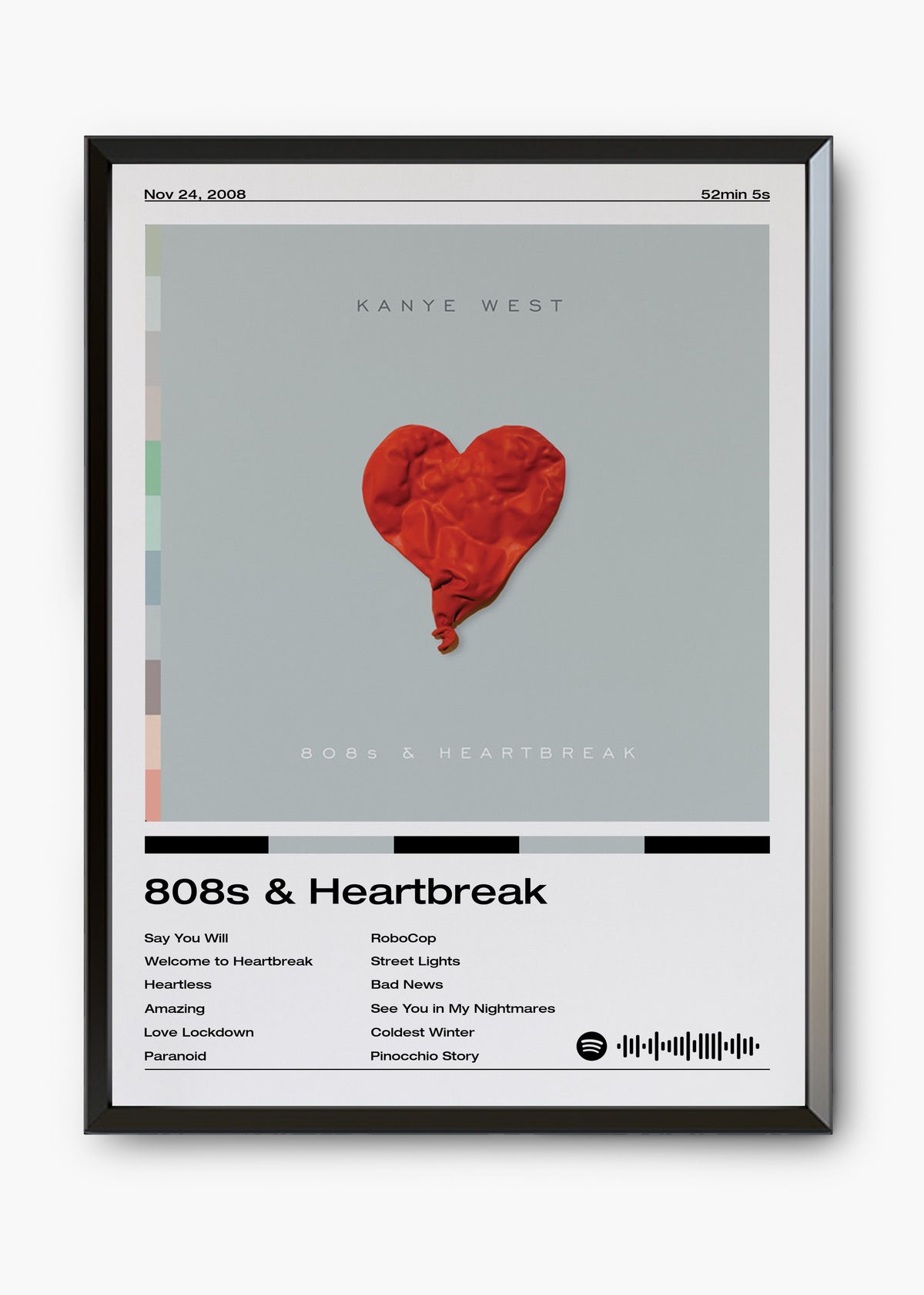Quadro decorativo Kanye West 808s Heartbreak — arte de rap para parede | Cübe Quadros