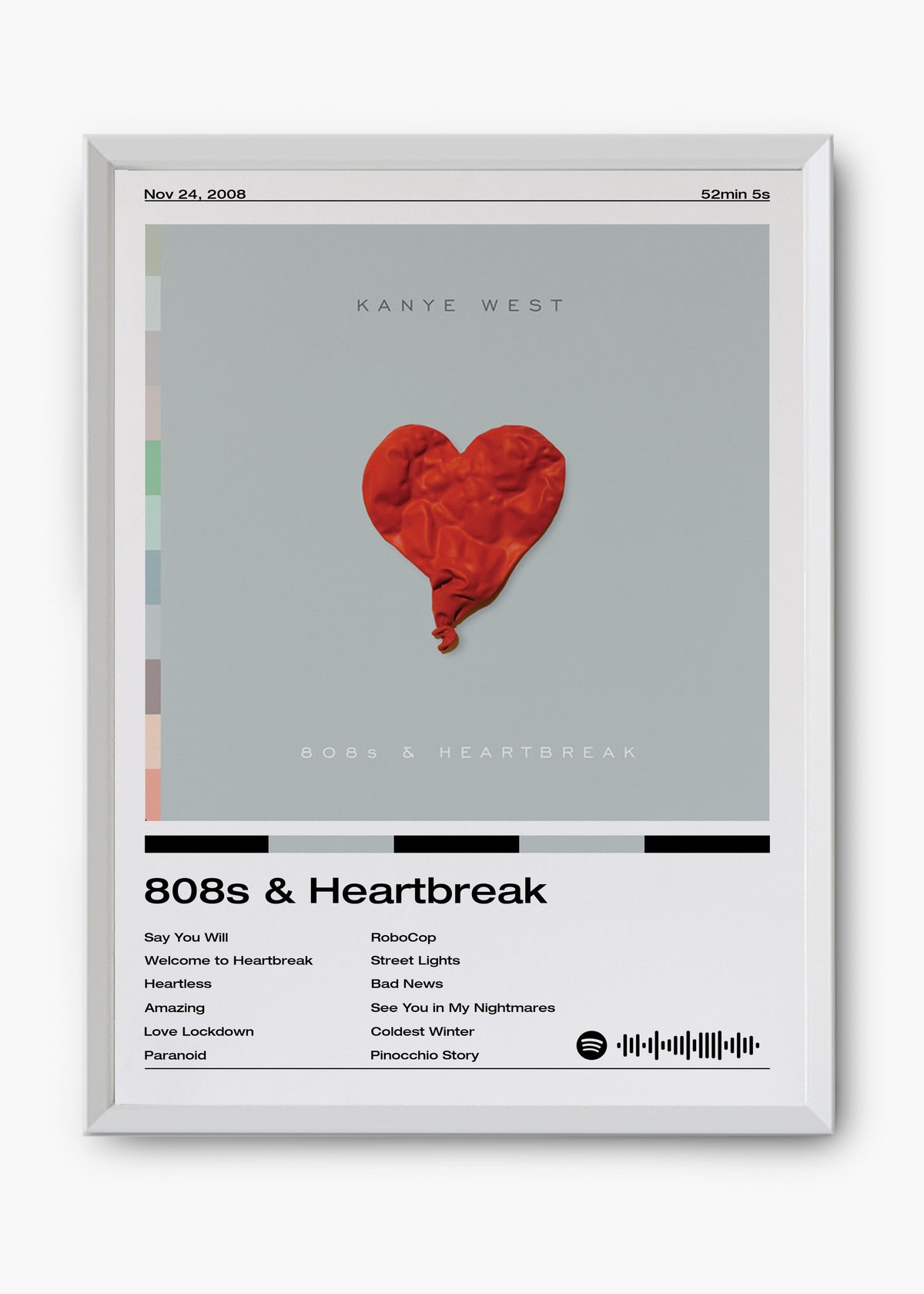 Quadro decorativo Kanye West 808s Heartbreak — arte de rap para parede | Cübe Quadros