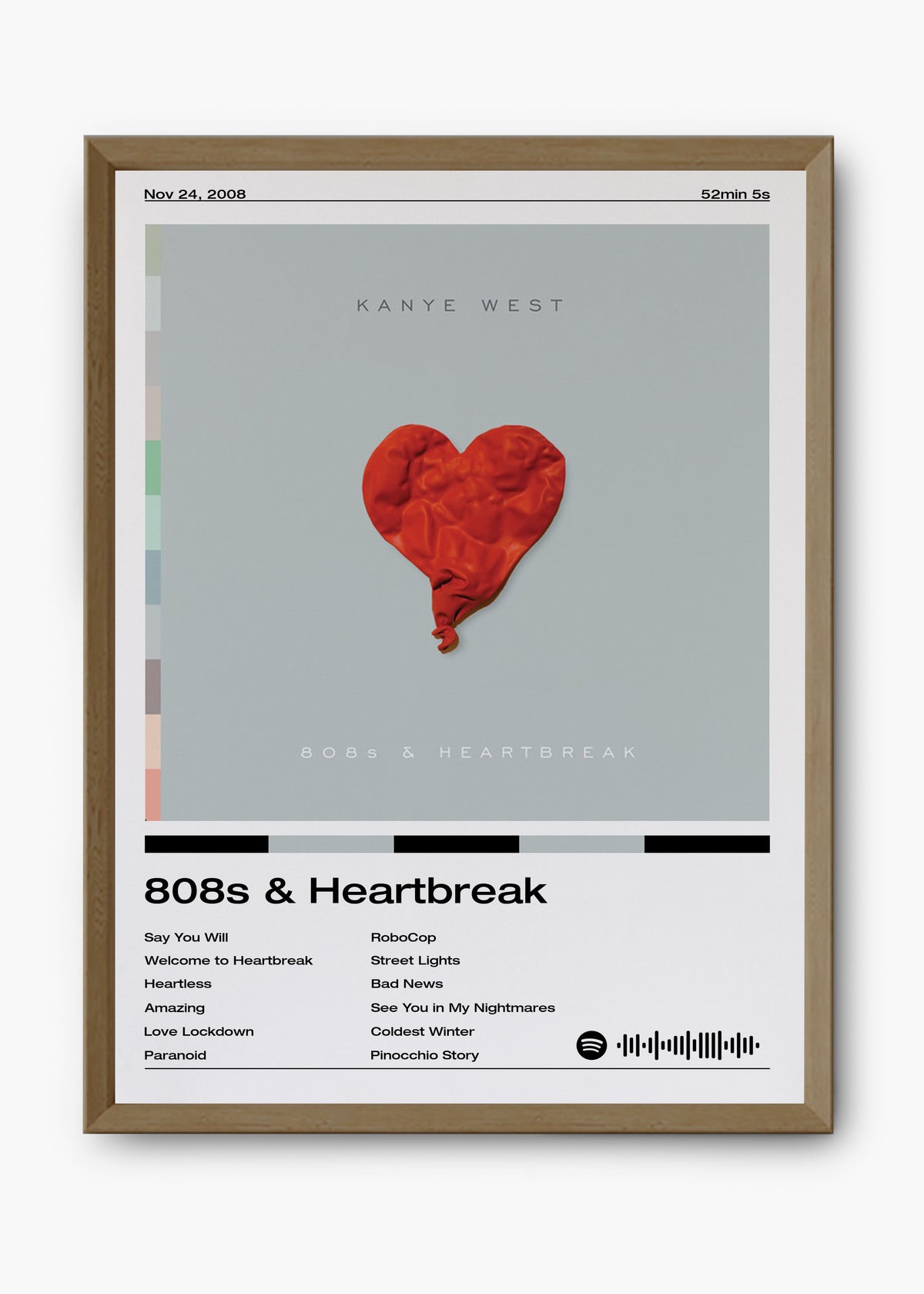 Quadro decorativo Kanye West 808s Heartbreak — arte de rap para parede | Cübe Quadros