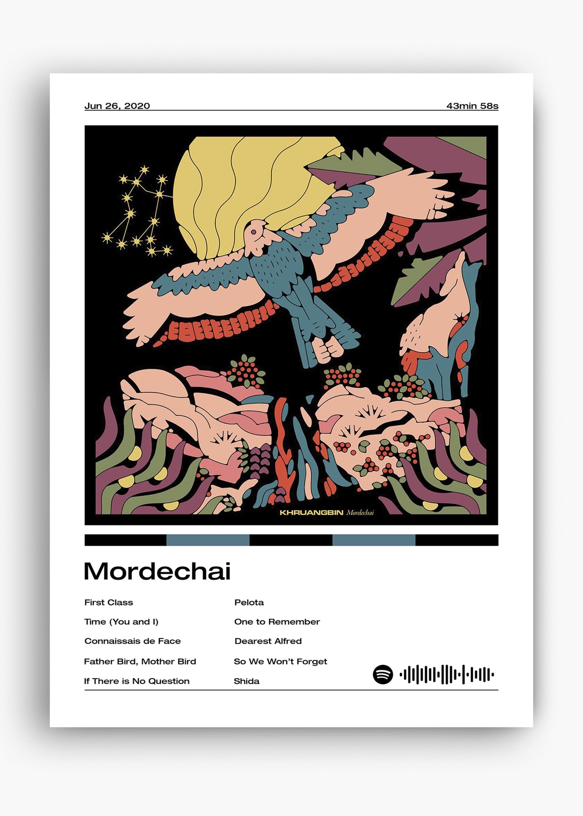 Quadro decorativo Khruangbin Mordechai — arte musical para parede | Cübe Quadros