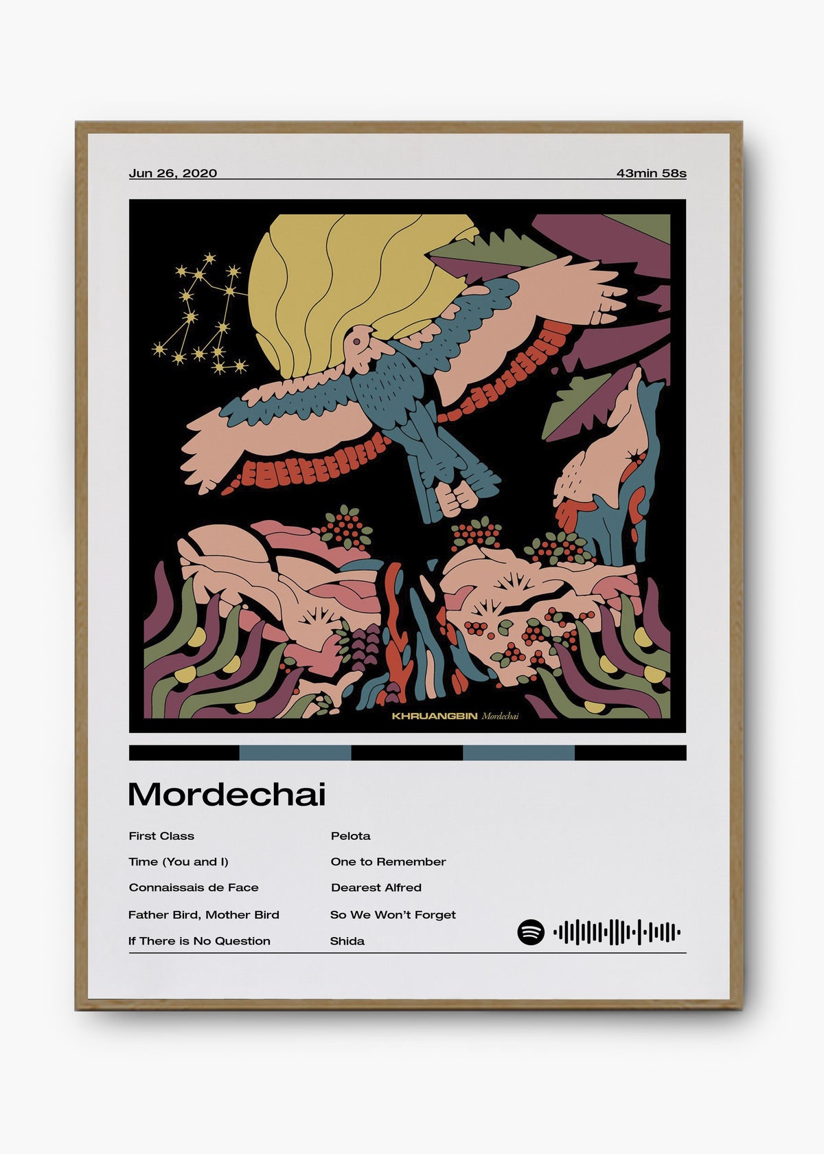 Quadro decorativo Khruangbin Mordechai — arte musical para parede | Cübe Quadros