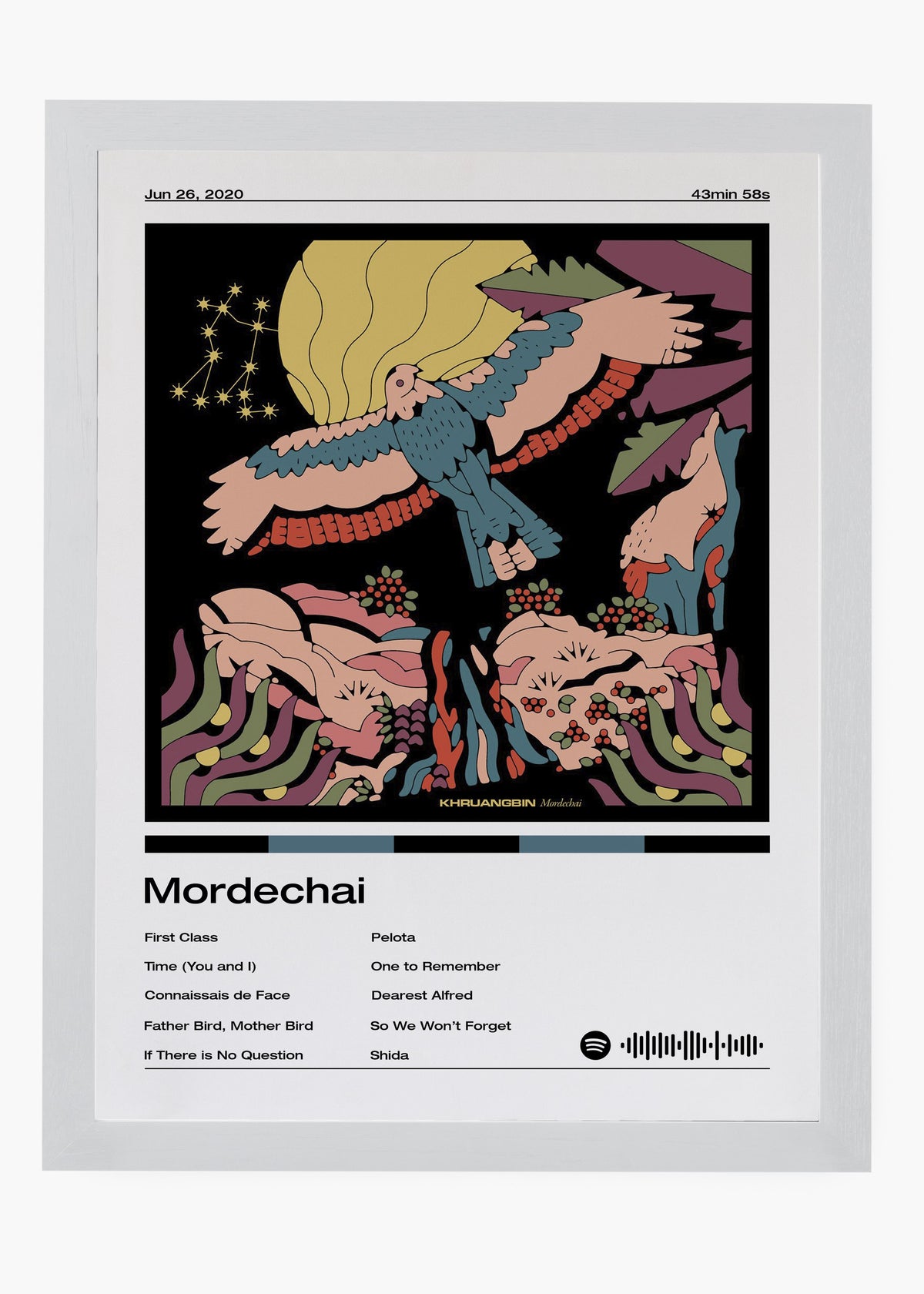 Quadro decorativo Khruangbin Mordechai — arte musical para parede | Cübe Quadros