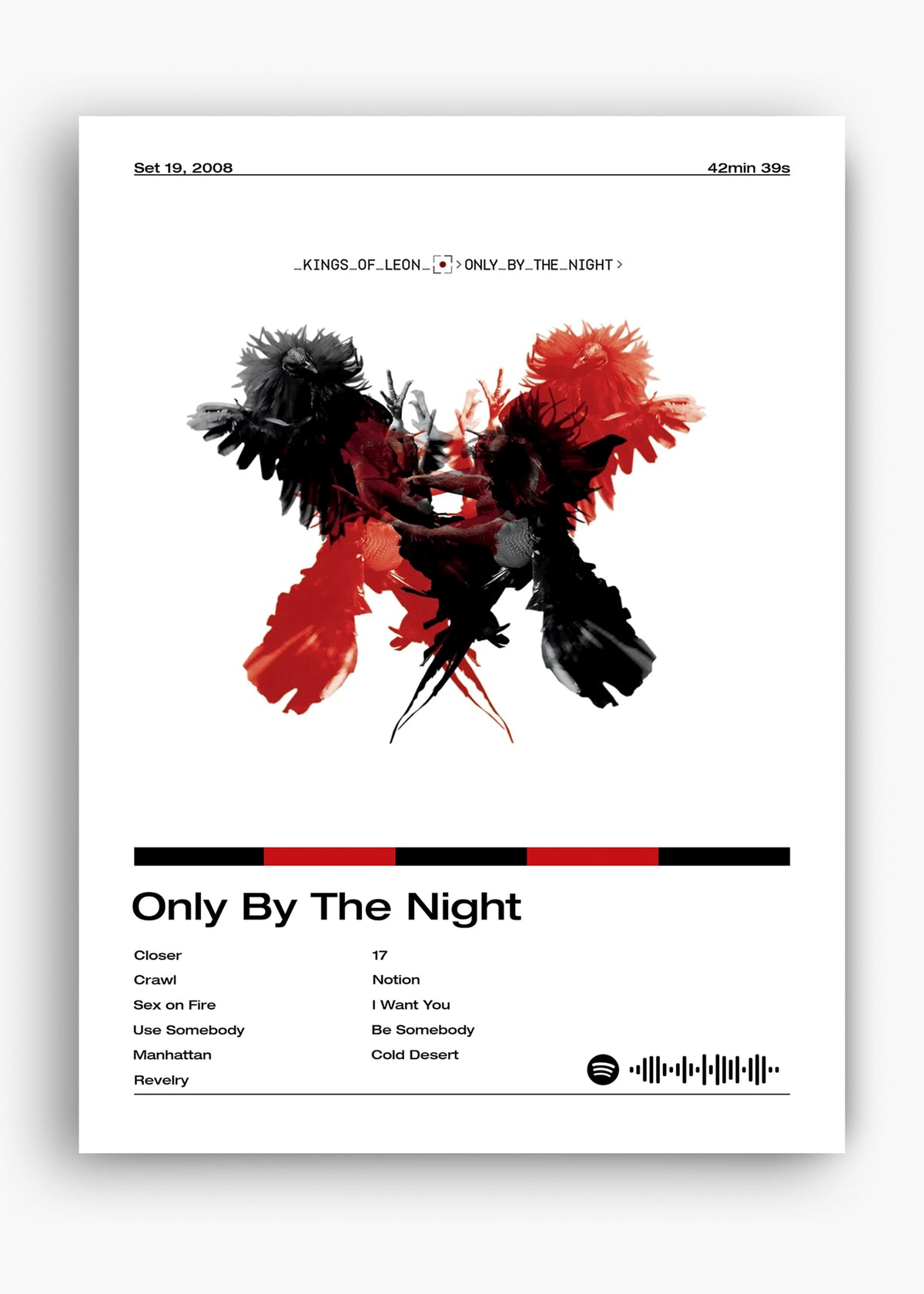 Quadro decorativo Kings of Leon Only by the Night — arte de rock para parede | Cübe Quadros