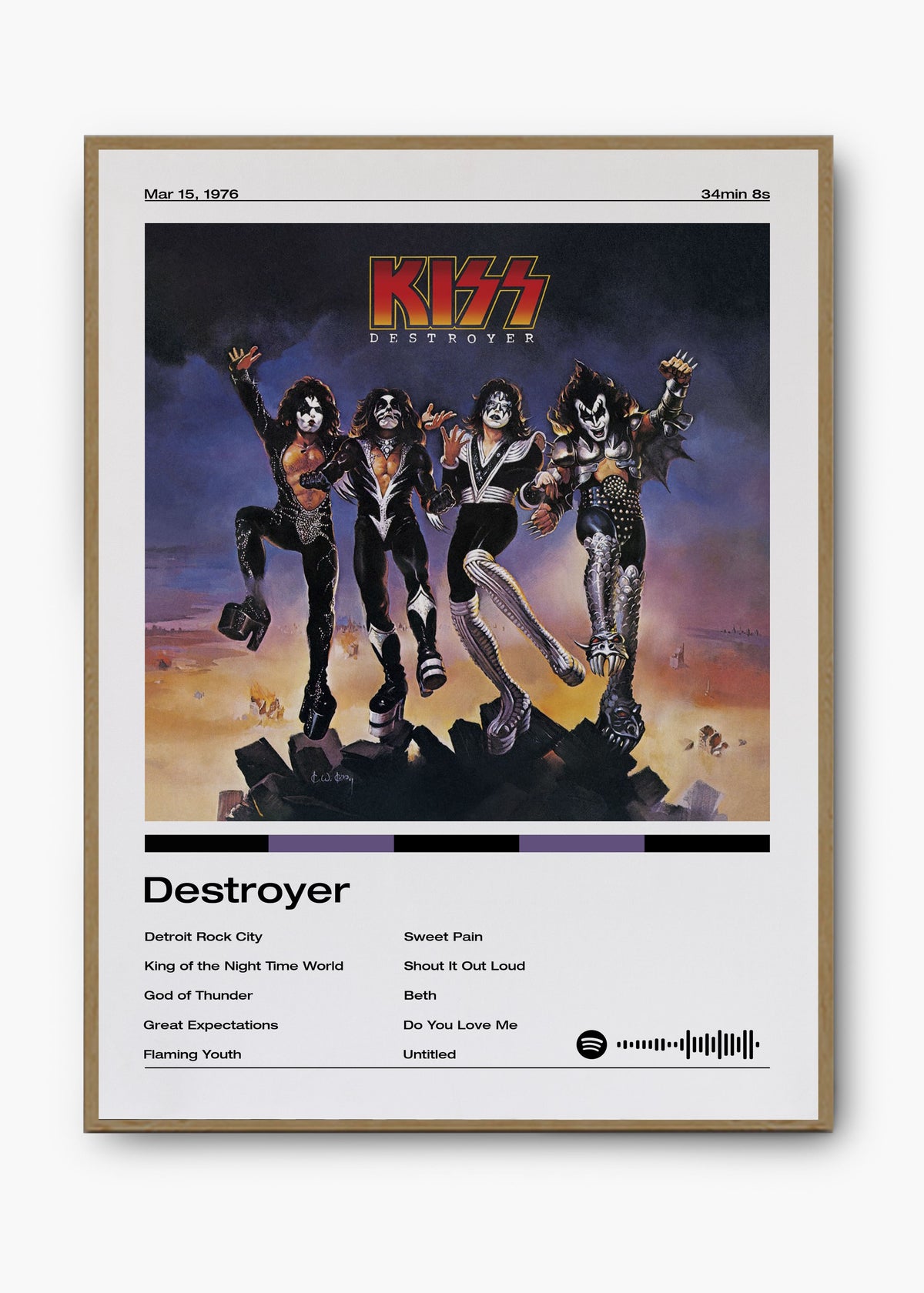 Quadro decorativo Kiss Destroyer — arte de rock para parede | Cübe Quadros