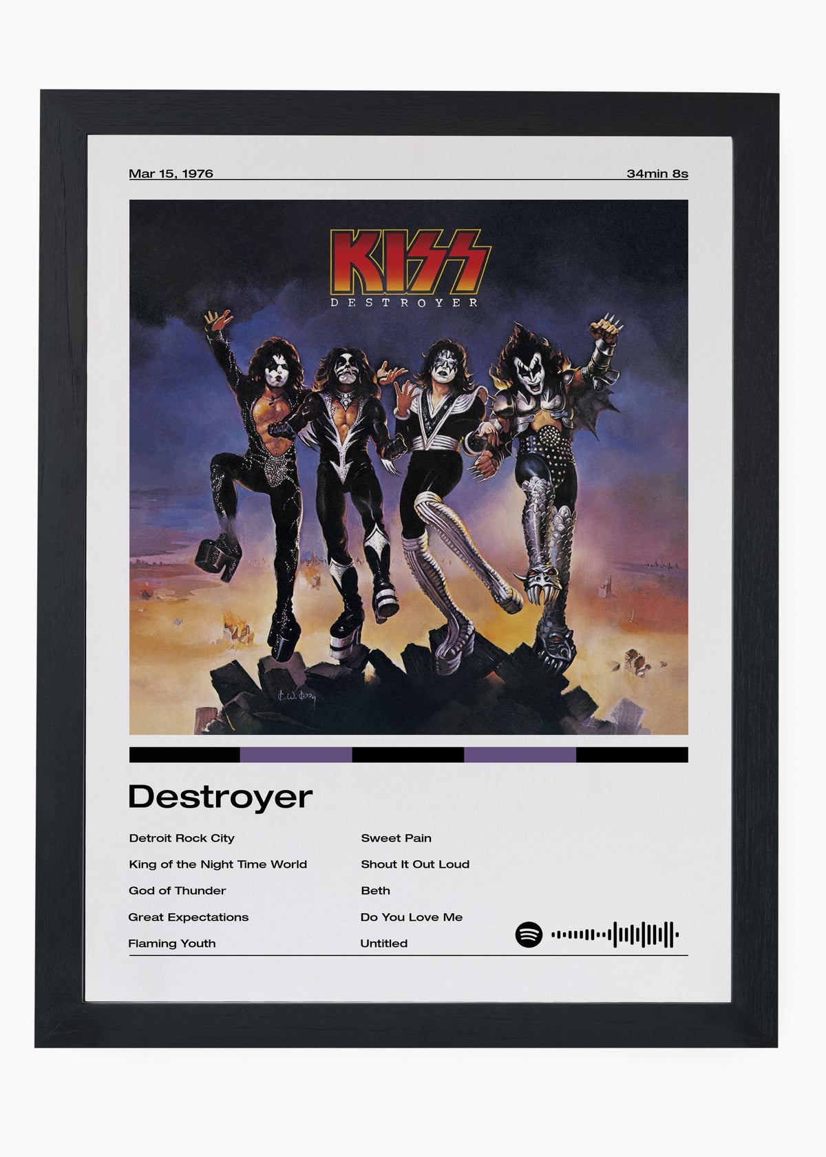 Quadro decorativo Kiss Destroyer — arte de rock para parede | Cübe Quadros