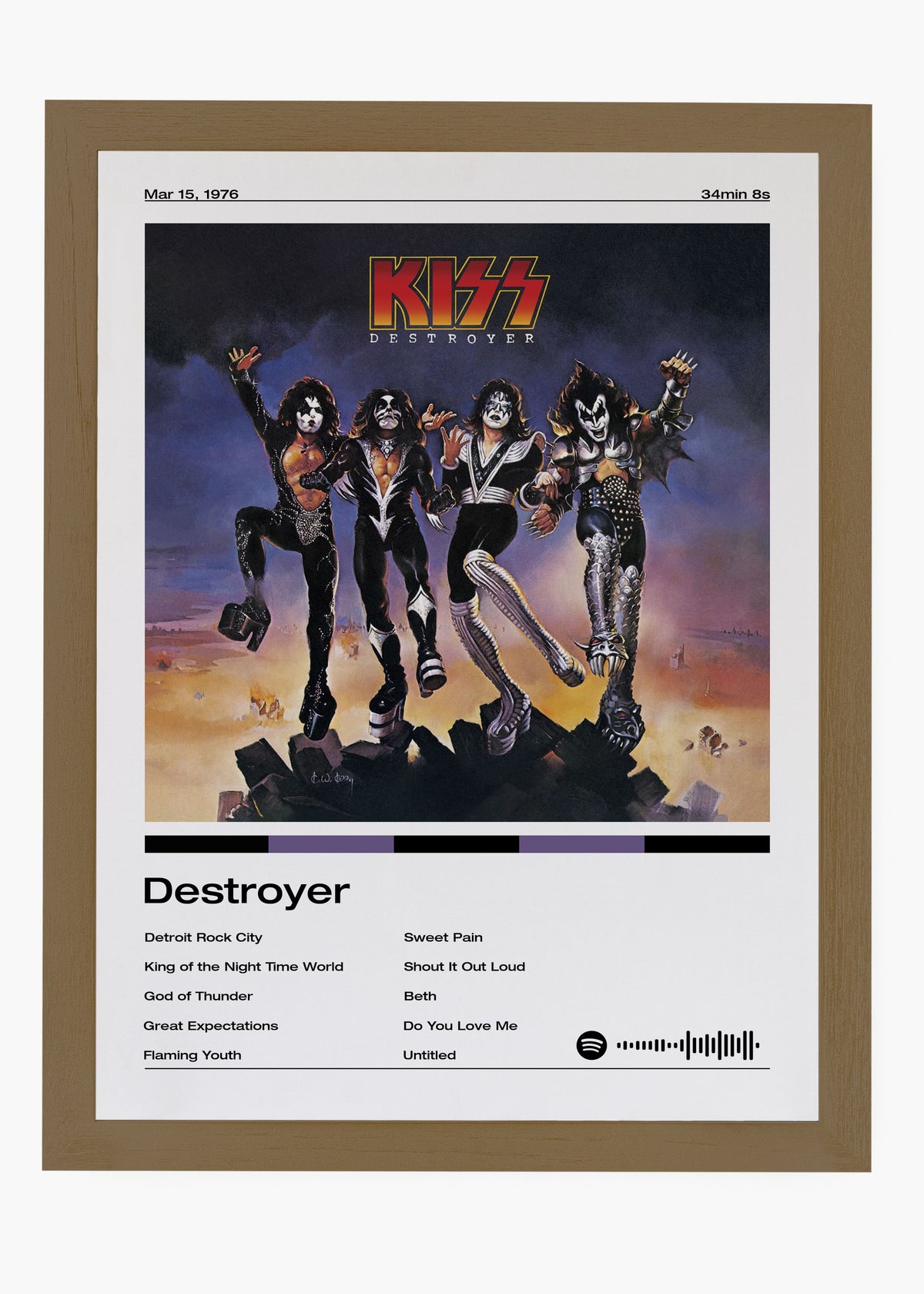 Quadro decorativo Kiss Destroyer — arte de rock para parede | Cübe Quadros