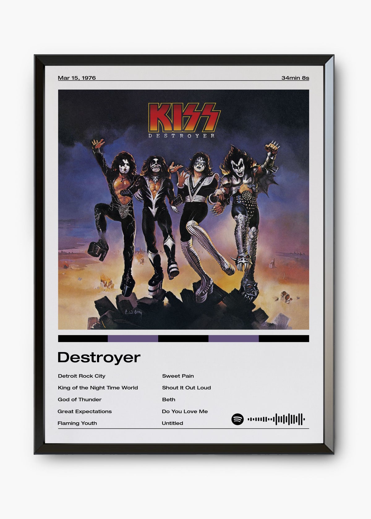 Quadro decorativo Kiss Destroyer — arte de rock para parede | Cübe Quadros