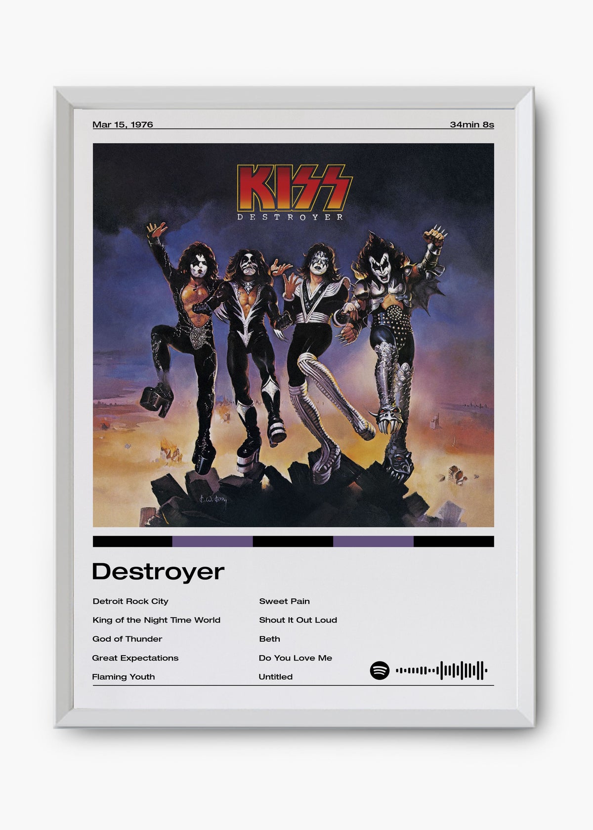 Quadro decorativo Kiss Destroyer — arte de rock para parede | Cübe Quadros