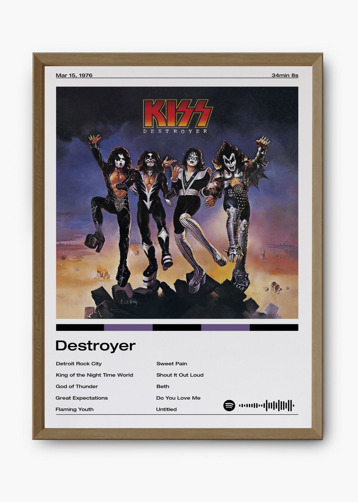 Quadro decorativo Kiss Destroyer — arte de rock para parede | Cübe Quadros