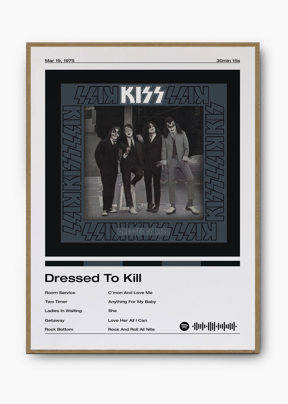 Quadro decorativo Kiss Dressed to Kill — arte de rock para parede | Cübe Quadros