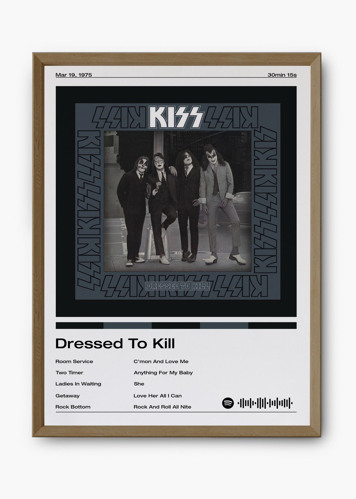 Quadro decorativo Kiss Dressed to Kill — arte de rock para parede | Cübe Quadros