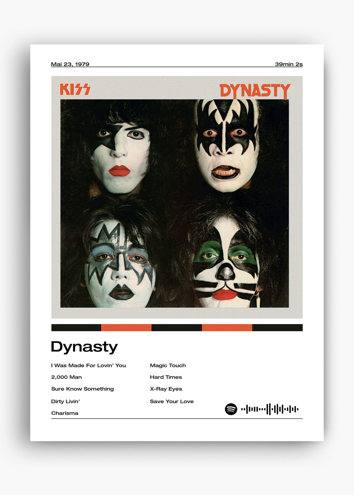 Quadro decorativo Kiss Dynasty — arte de rock para parede | Cübe Quadros