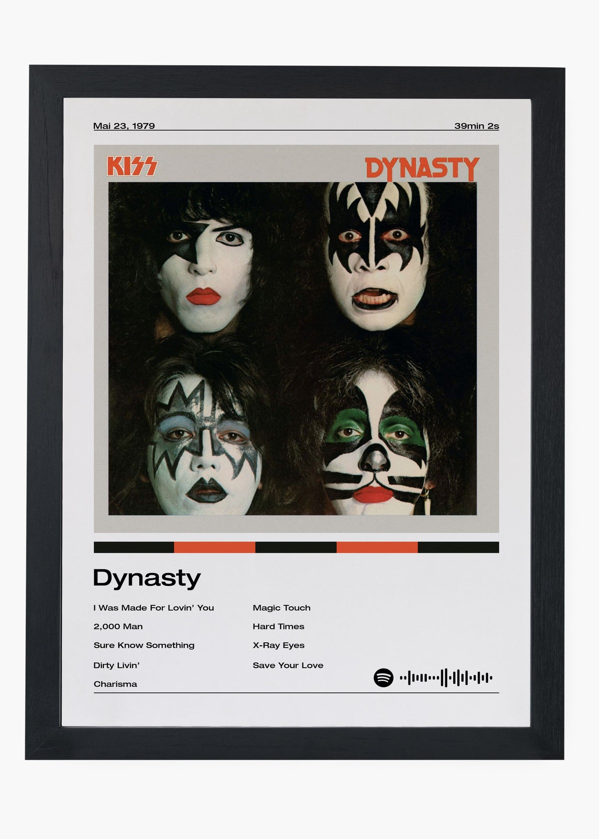 Quadro decorativo Kiss Dynasty — arte de rock para parede | Cübe Quadros