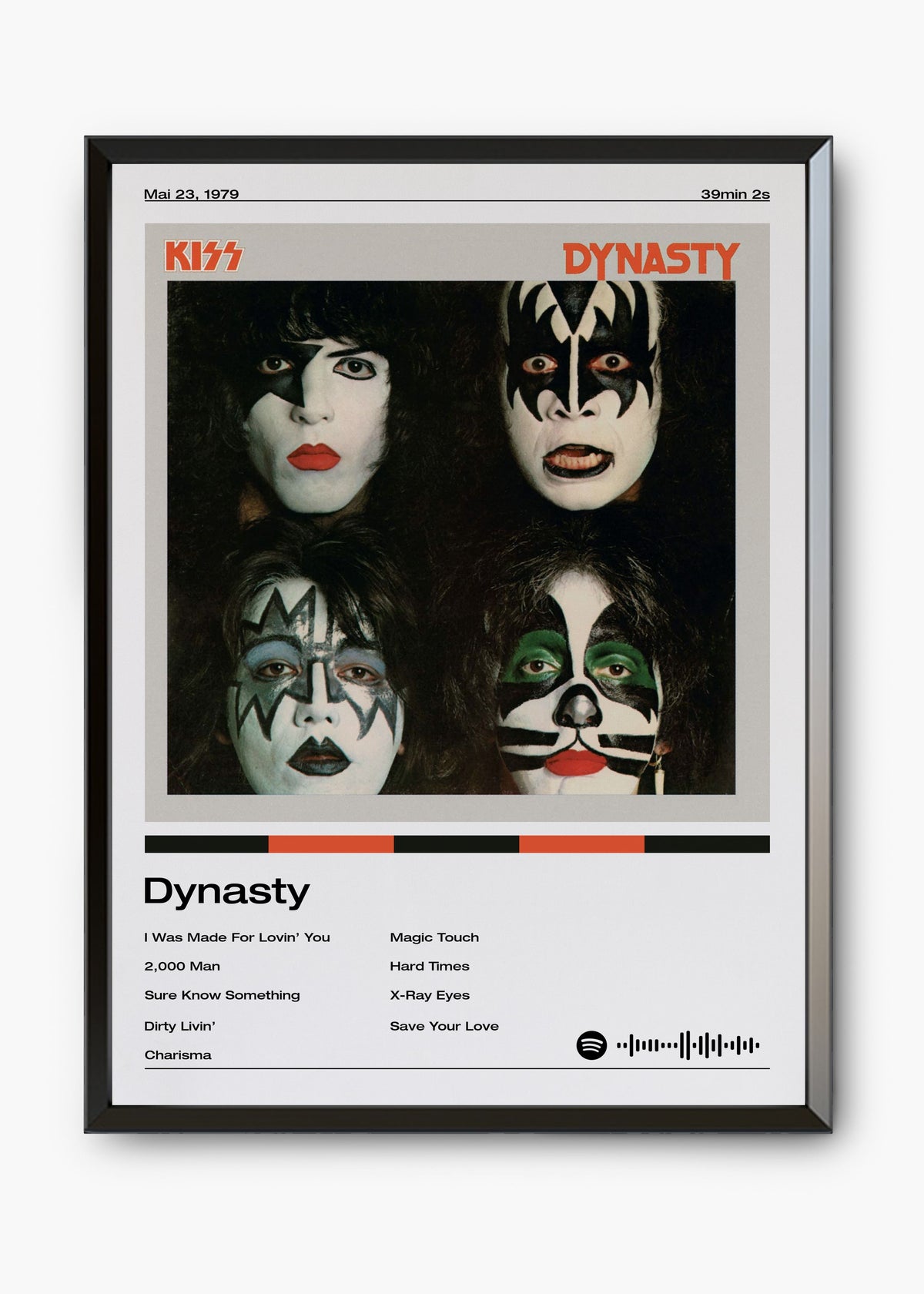 Quadro decorativo Kiss Dynasty — arte de rock para parede | Cübe Quadros