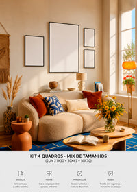 KIT 4 Quadros - Mix de Tamanhos (2un 21x30 + 30x45 + 50x70)