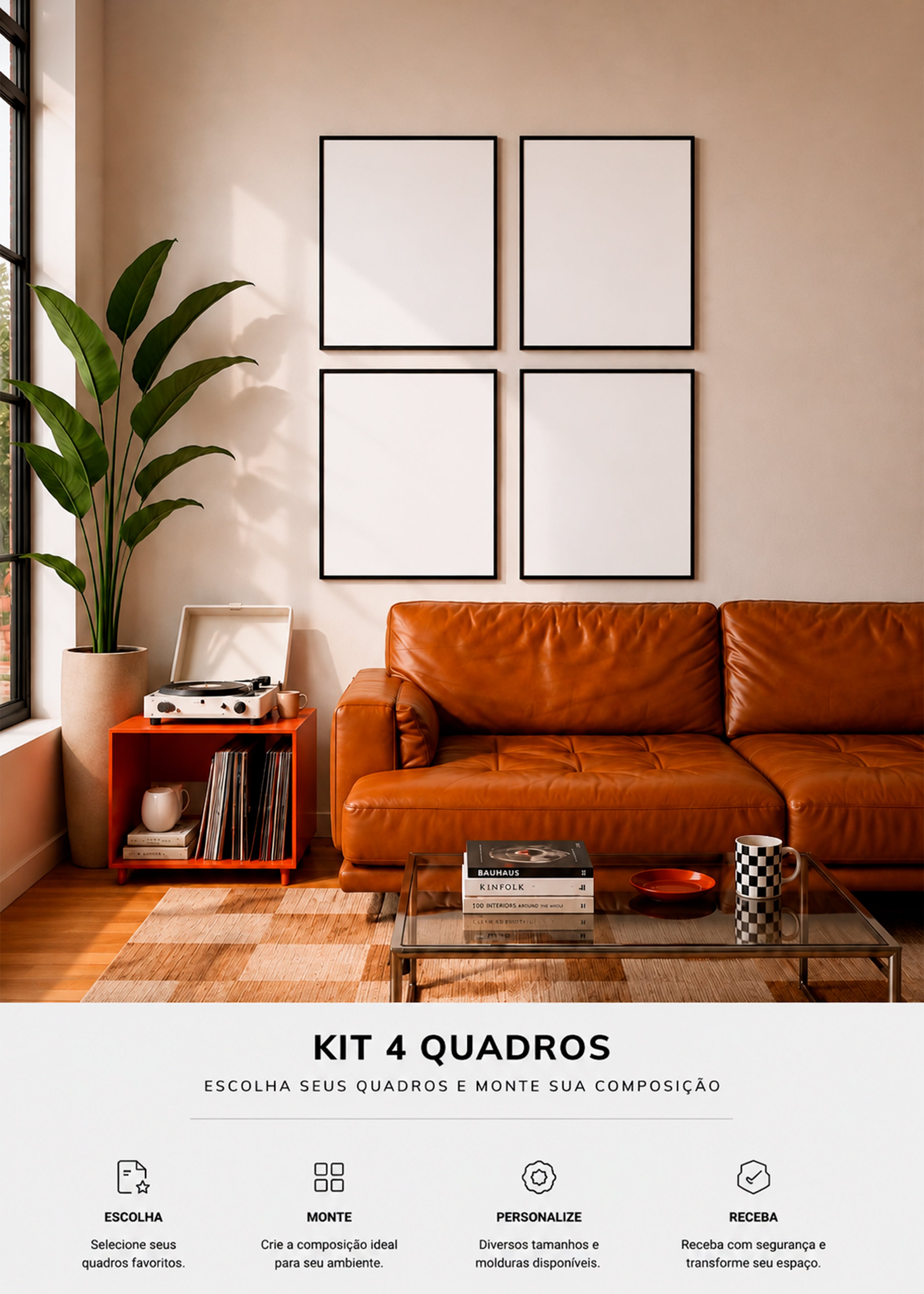 Kit 4 Quadros A Sua Escolha