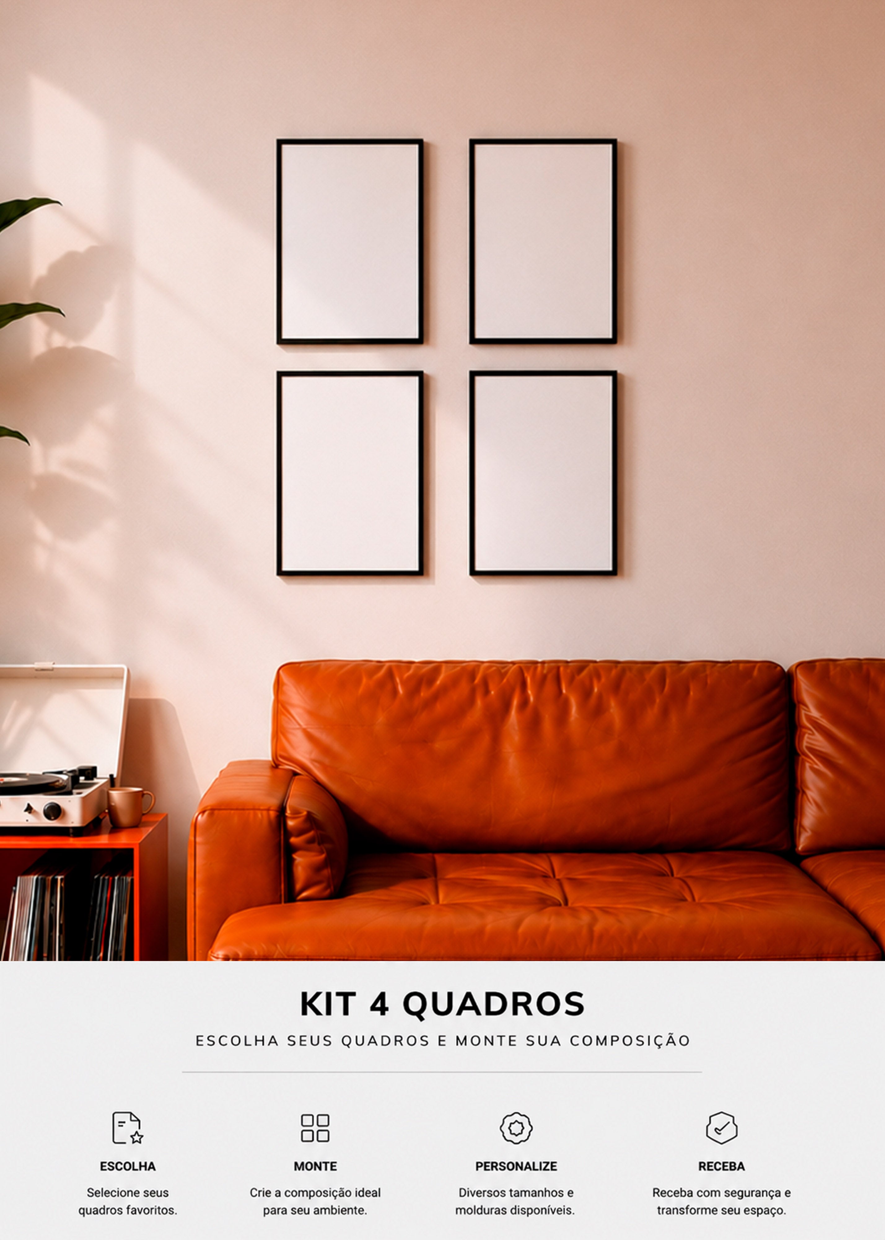 Kit 4 Quadros A Sua Escolha