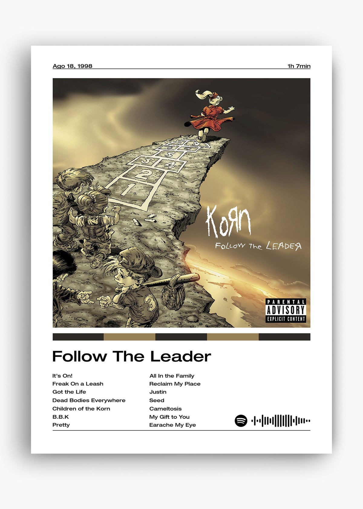 Quadro decorativo Korn Follow the Leader — arte de rock para parede | Cübe Quadros