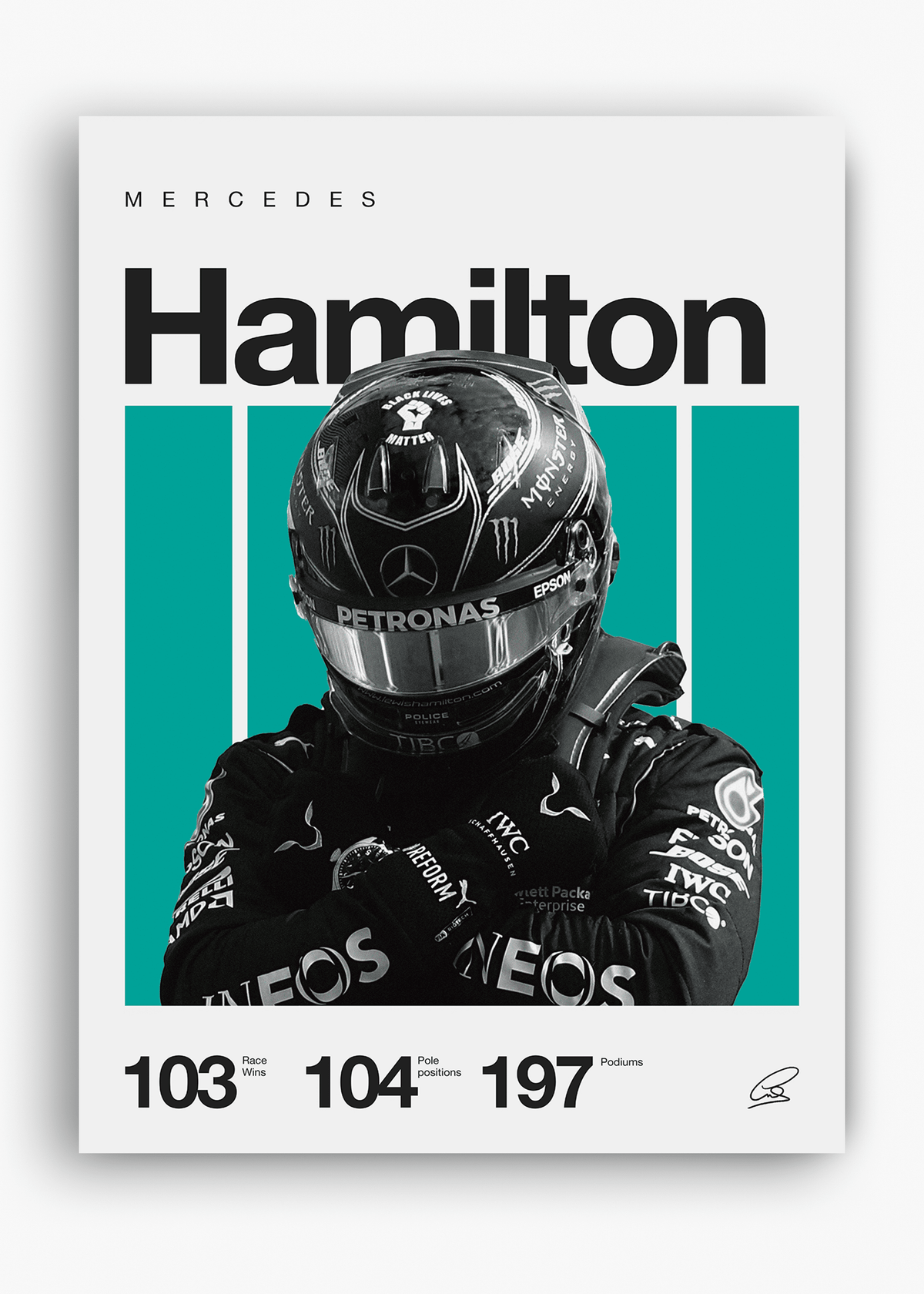 Quadro decorativo Lewis Hamilton F1 — arte de automobilismo para parede | Cübe Quadros