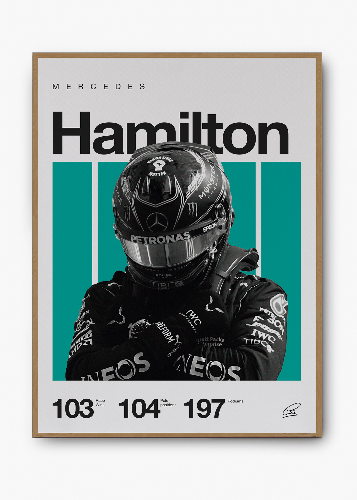 Quadro decorativo Lewis Hamilton F1 — arte de automobilismo para parede | Cübe Quadros
