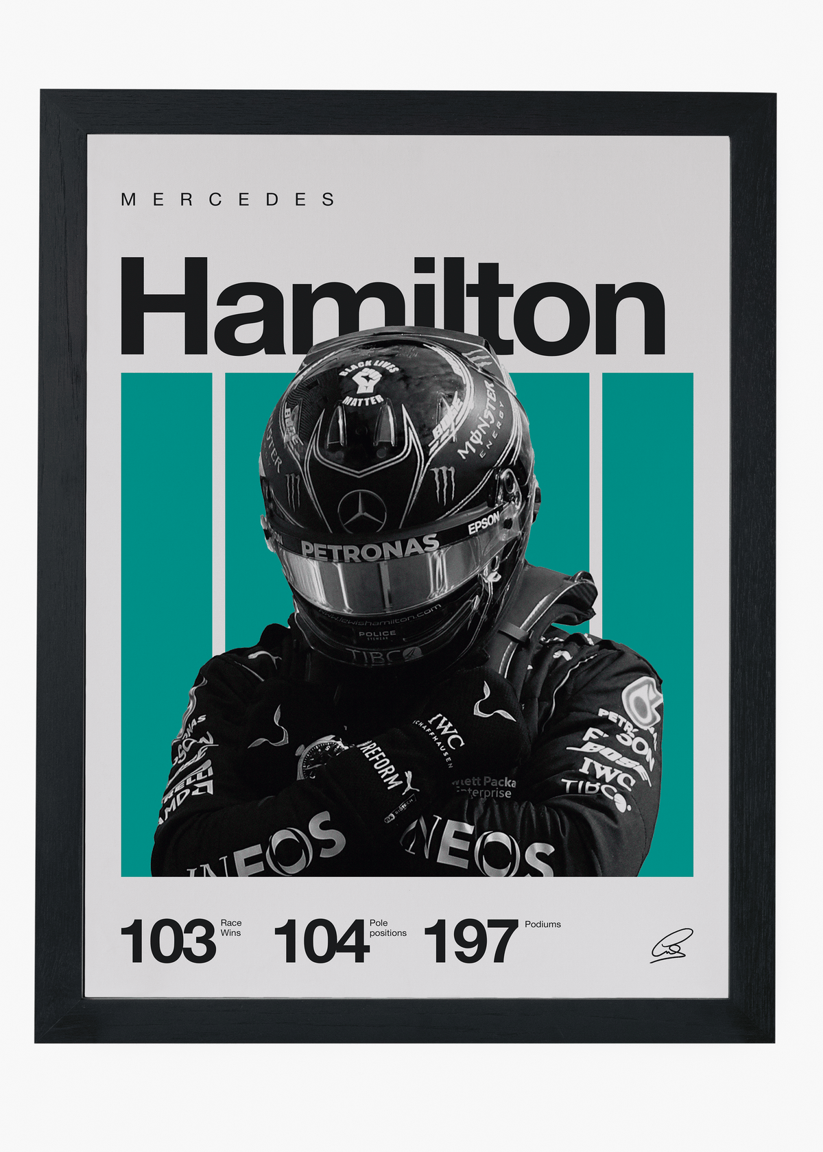 Quadro decorativo Lewis Hamilton F1 — arte de automobilismo para parede | Cübe Quadros