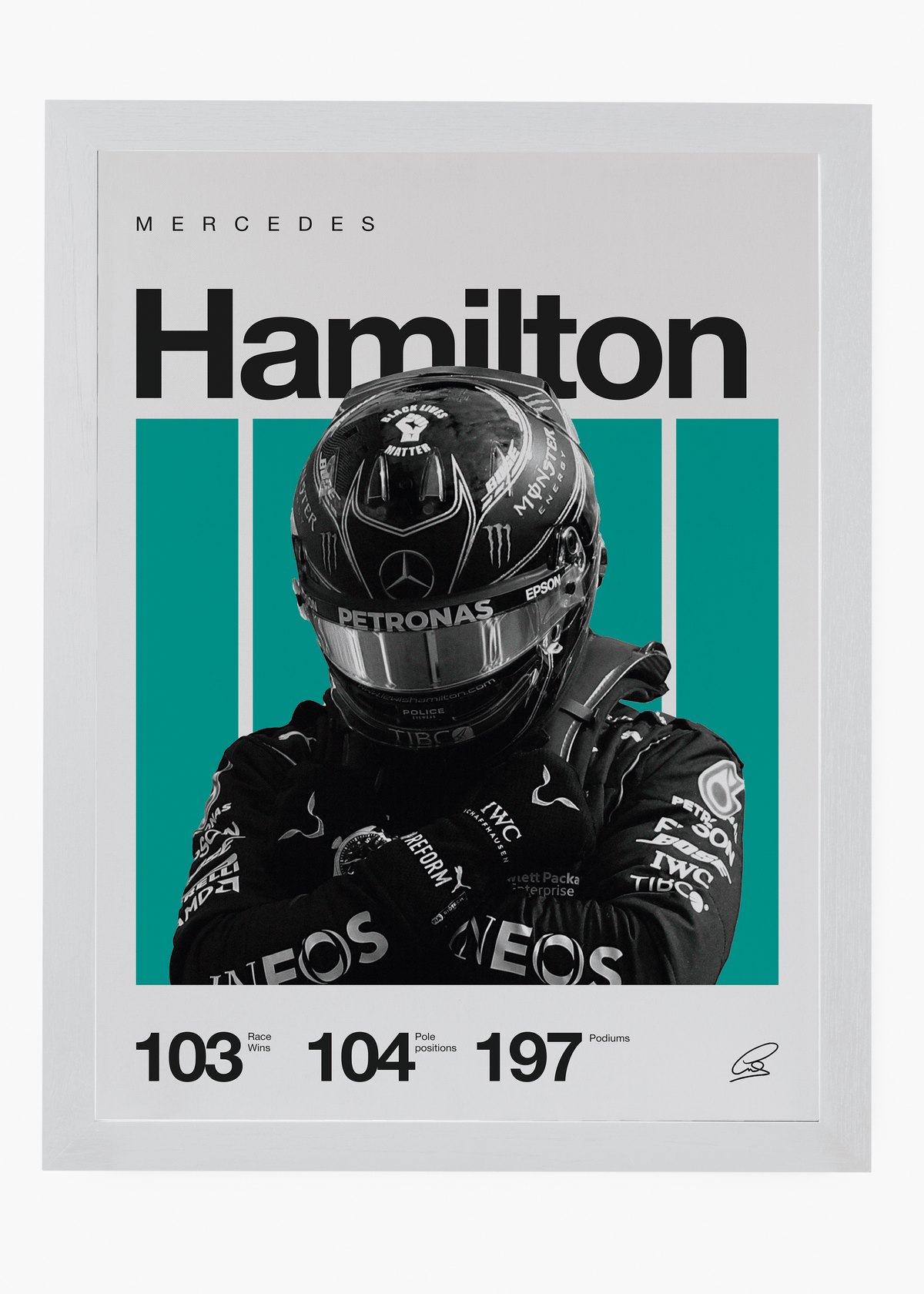 Quadro decorativo Lewis Hamilton F1 — arte de automobilismo para parede | Cübe Quadros