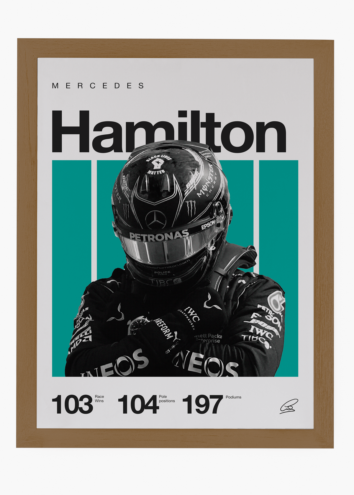 Quadro decorativo Lewis Hamilton F1 — arte de automobilismo para parede | Cübe Quadros