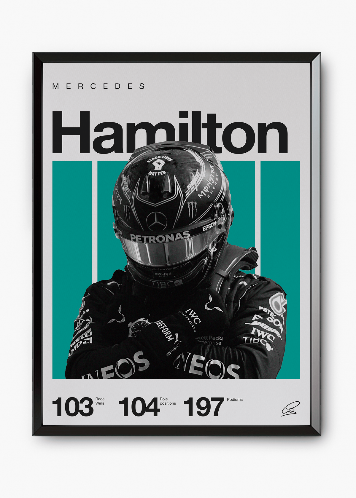 Quadro decorativo Lewis Hamilton F1 — arte de automobilismo para parede | Cübe Quadros