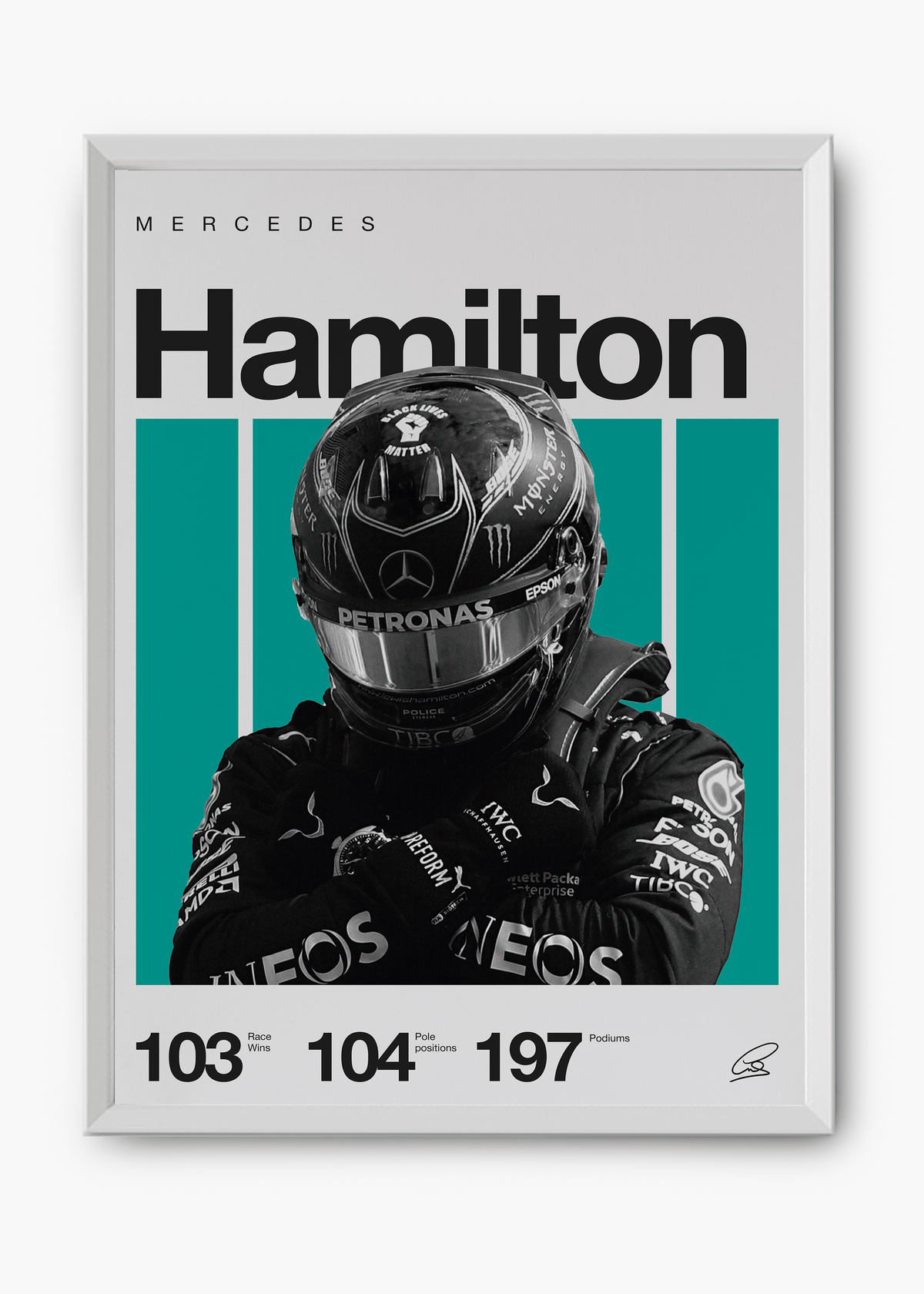 Quadro decorativo Lewis Hamilton F1 — arte de automobilismo para parede | Cübe Quadros