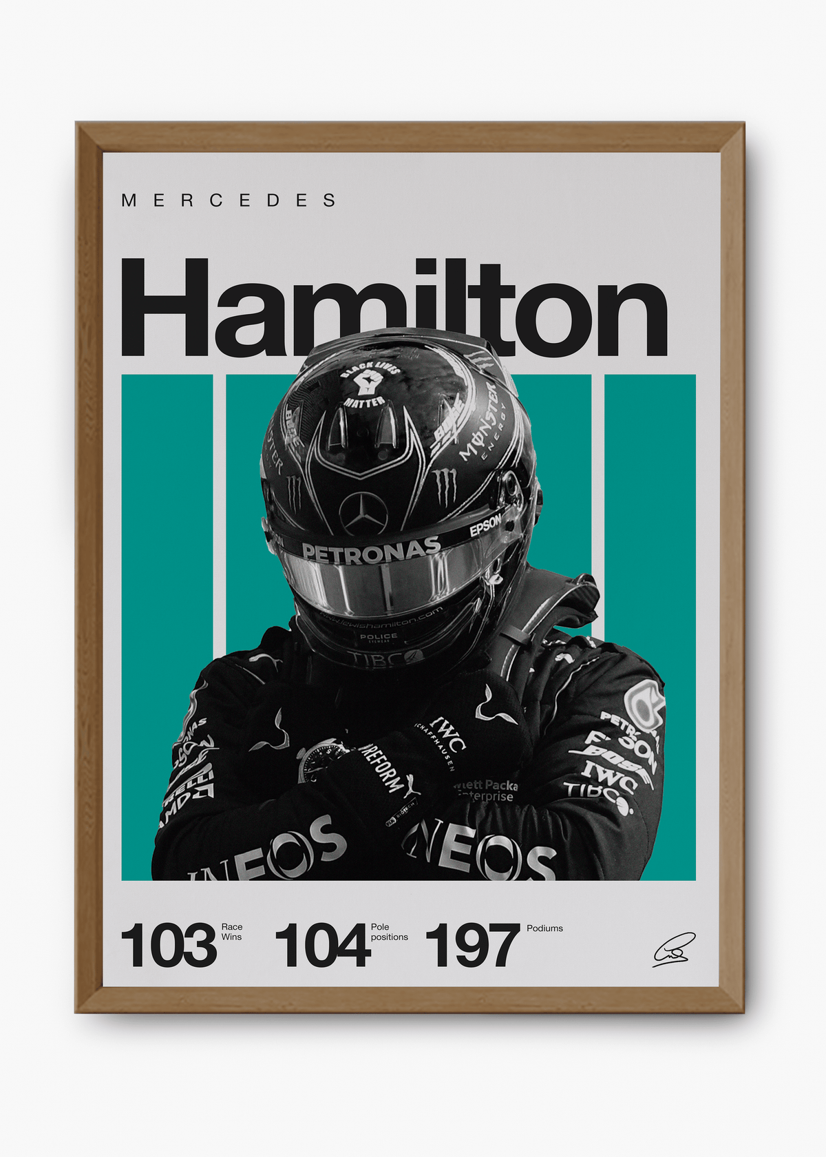 Quadro decorativo Lewis Hamilton F1 — arte de automobilismo para parede | Cübe Quadros