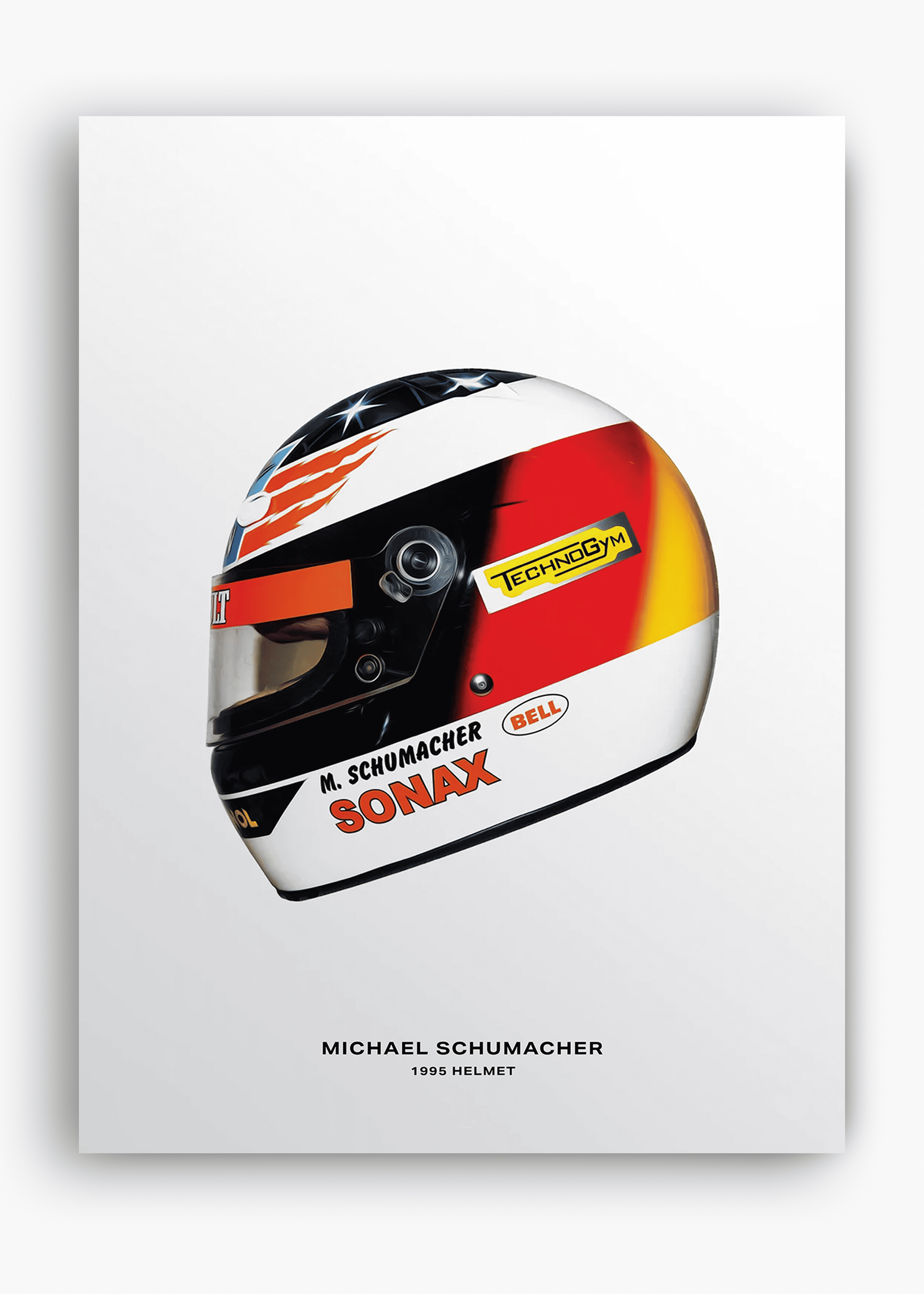 Quadro decorativo Michael Schumacher 1995 — arte de automobilismo para parede | Cübe Quadros